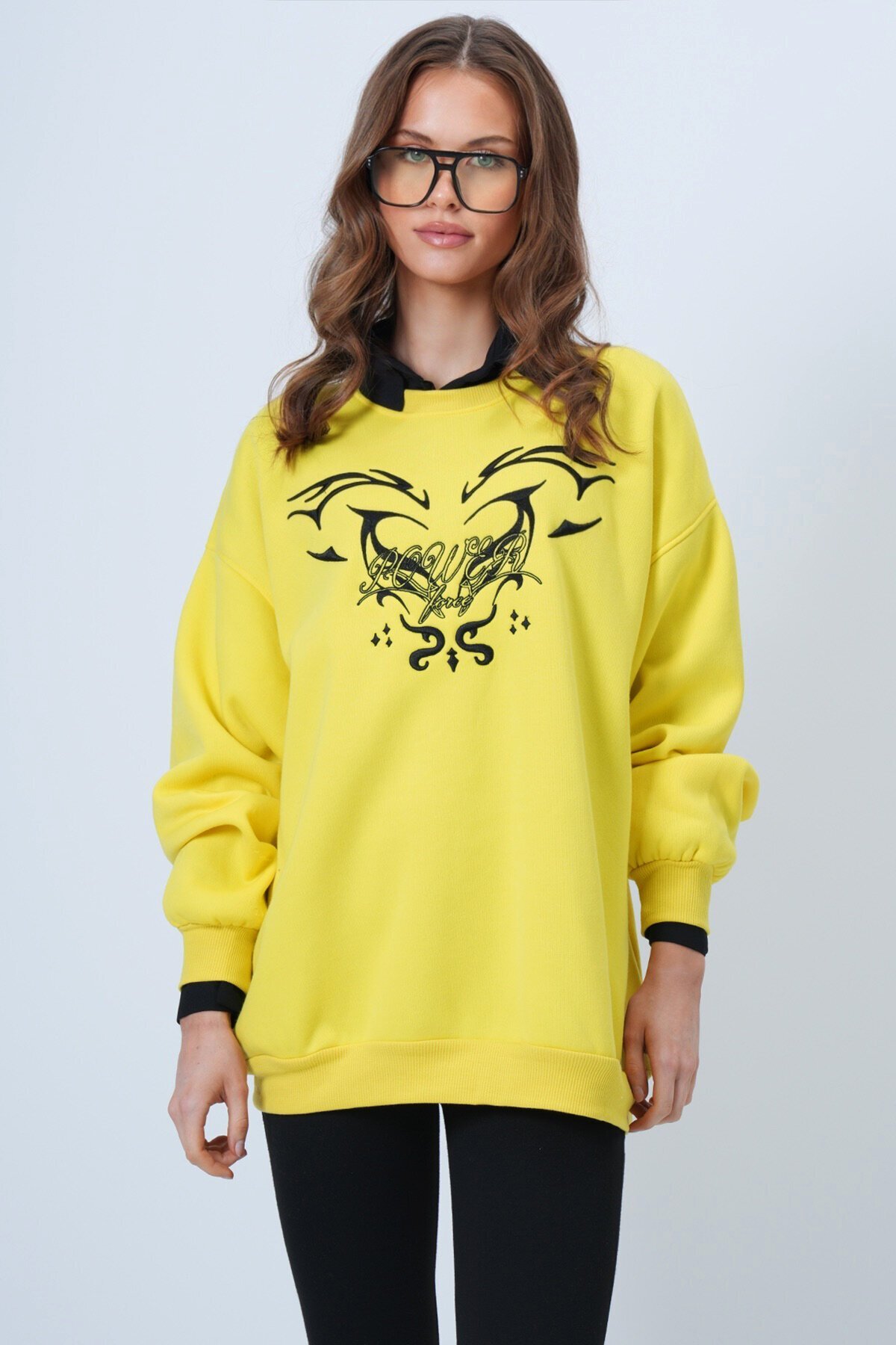 Unisex Baskılı Bisiklet Yaka Triko Sweatshirt