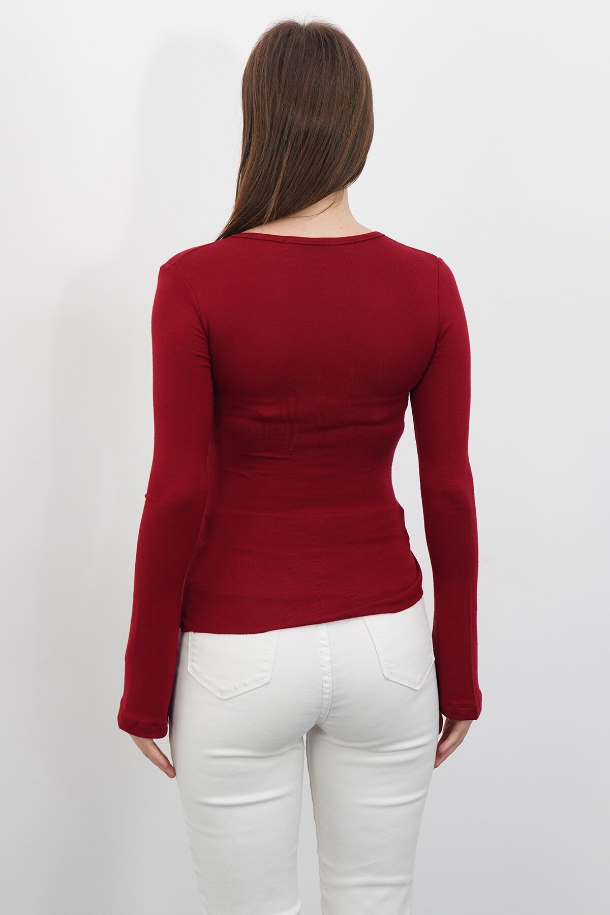 V Yaka Gold Aksesuarlı Ottaban Bluz