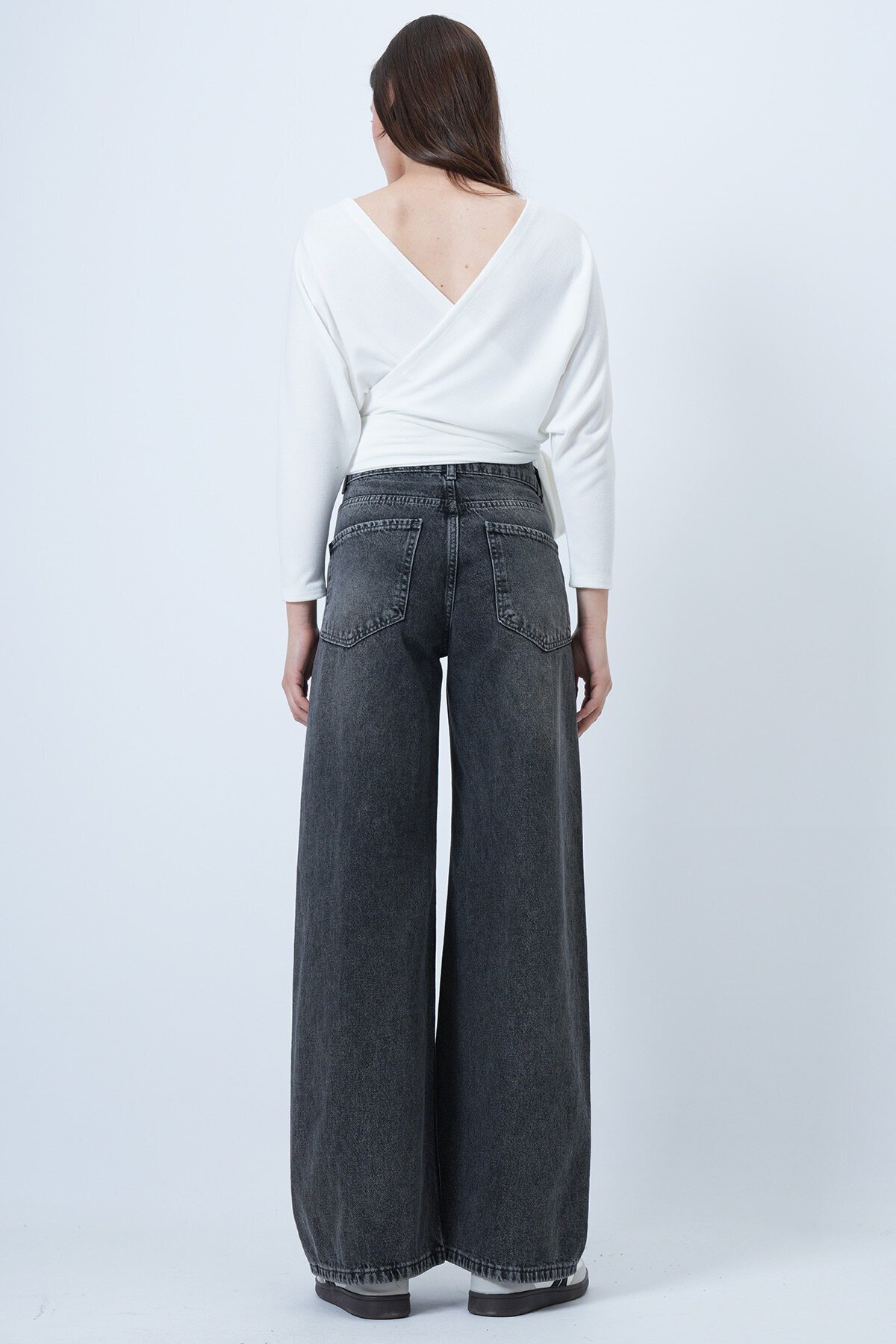 Yüksek Bel 5 Cepli Baggy Jean