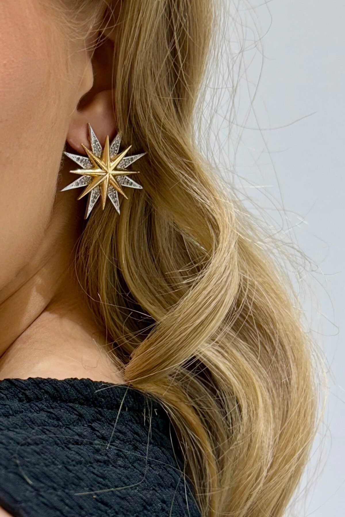 Zirkon Taşlı Kutup Yıldızı Tasarımlı Küpe