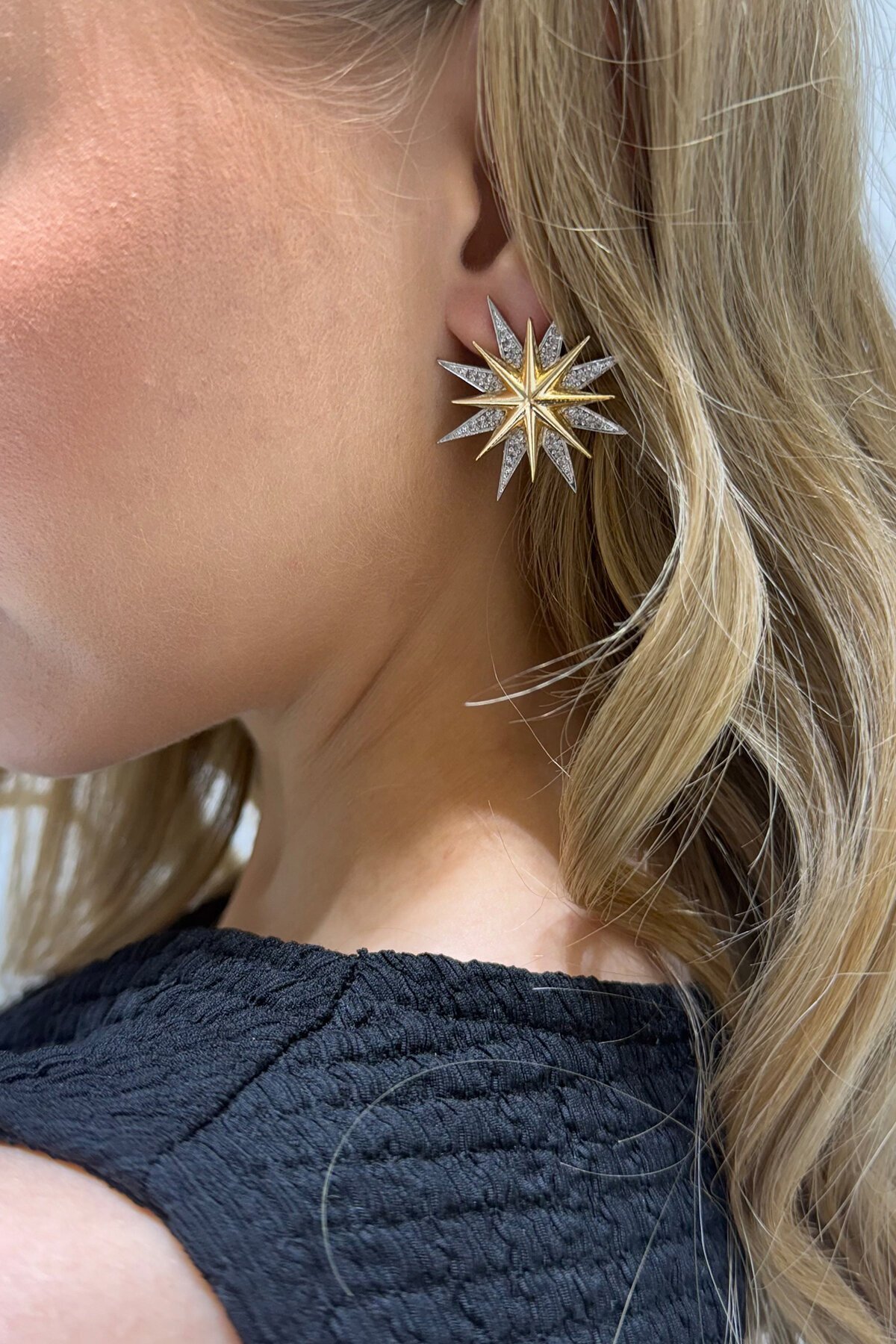 Zirkon Taşlı Kutup Yıldızı Tasarımlı Küpe