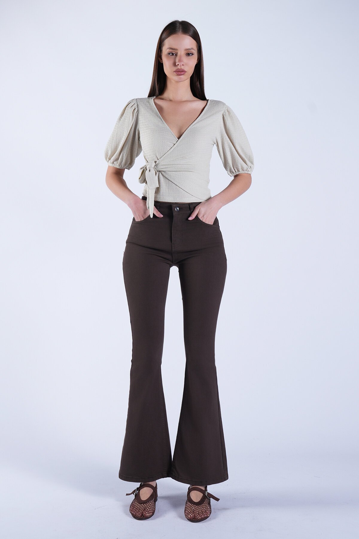 5 Cepli Full Likra İspanyol Paça Jean