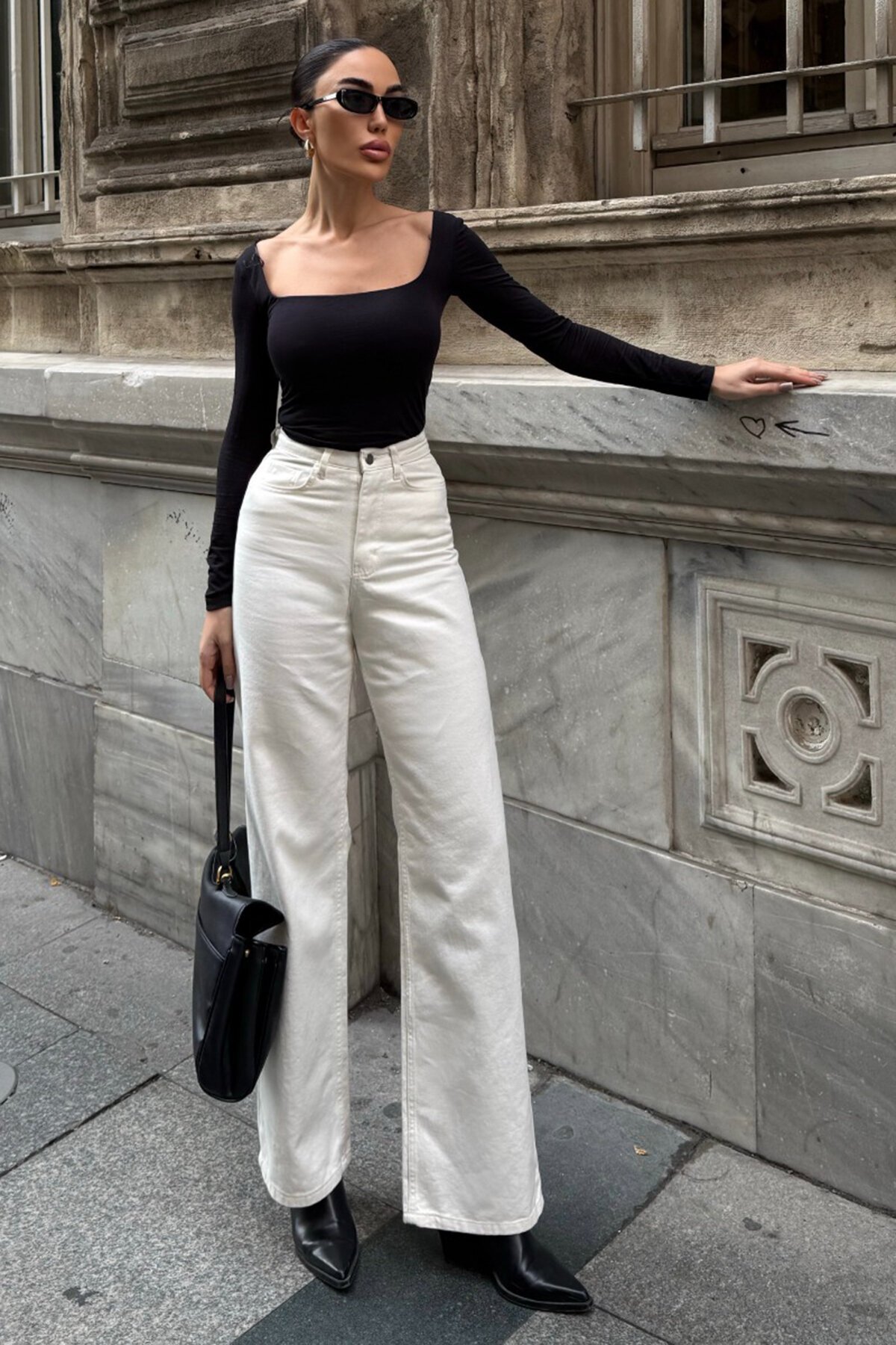 5 Cepli Yüksek Bel Palazzo Jean