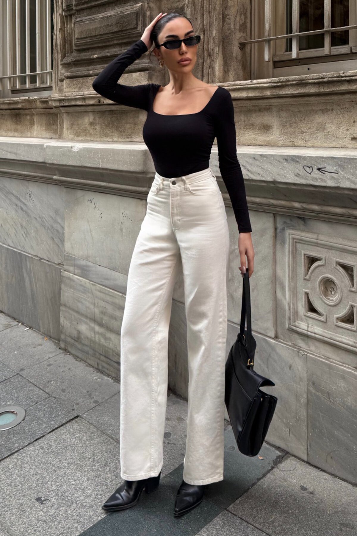 5 Cepli Yüksek Bel Palazzo Jean