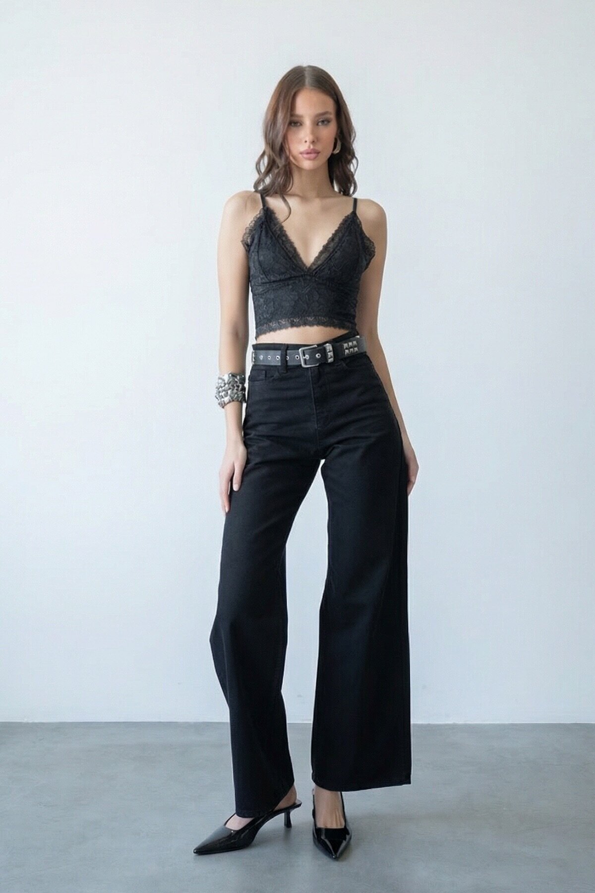 5 Cepli Yüksek Bel Palazzo Jean