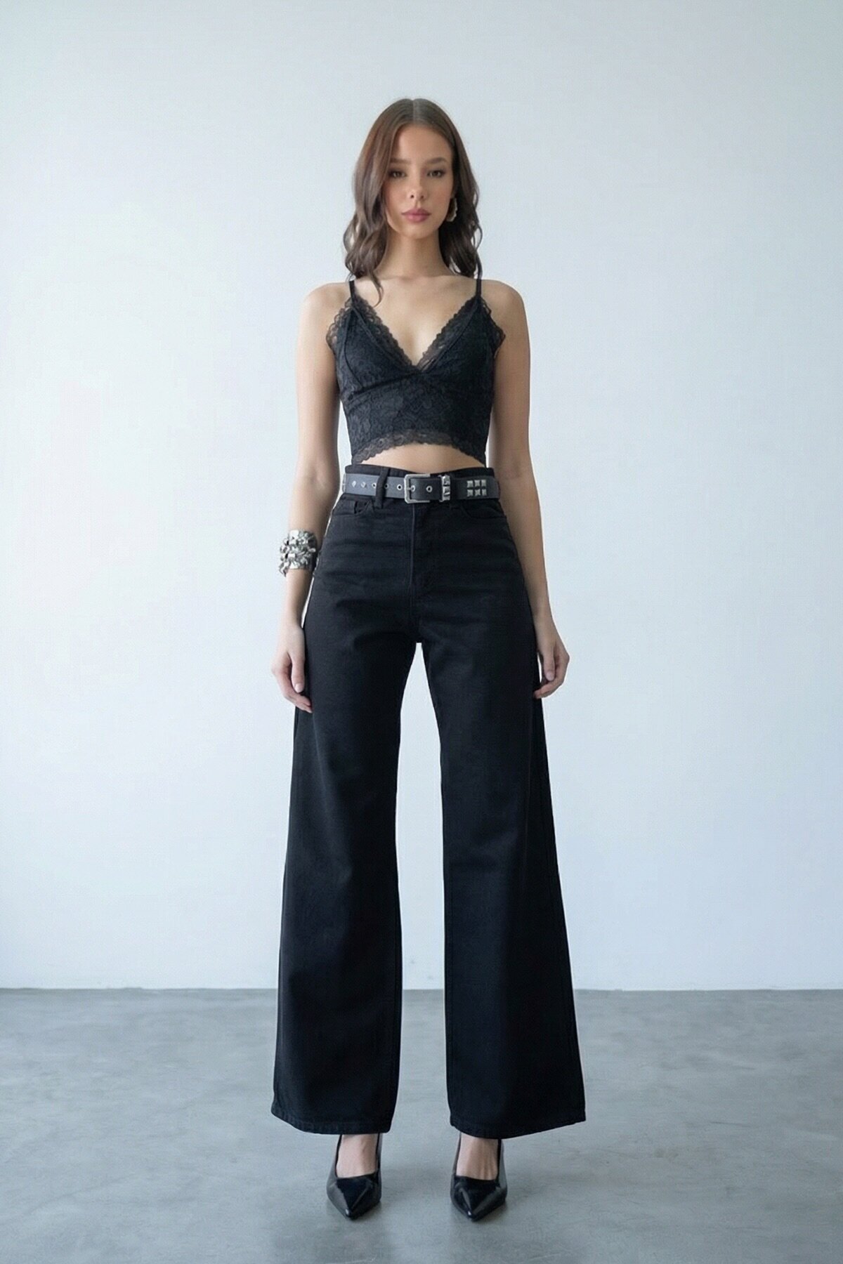 5 Cepli Yüksek Bel Palazzo Jean