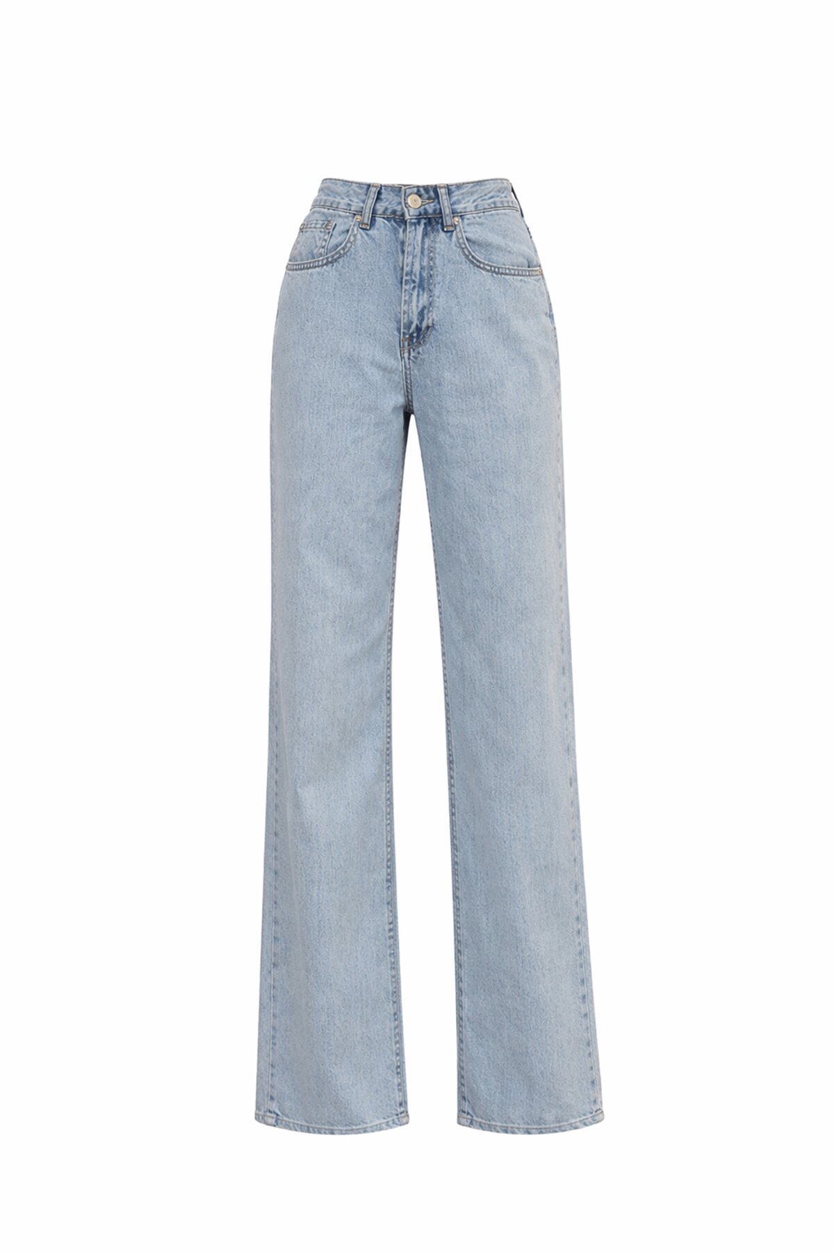 Açık Mavi 5 Cepli Paçası Püsküllü Bol Paça Jean