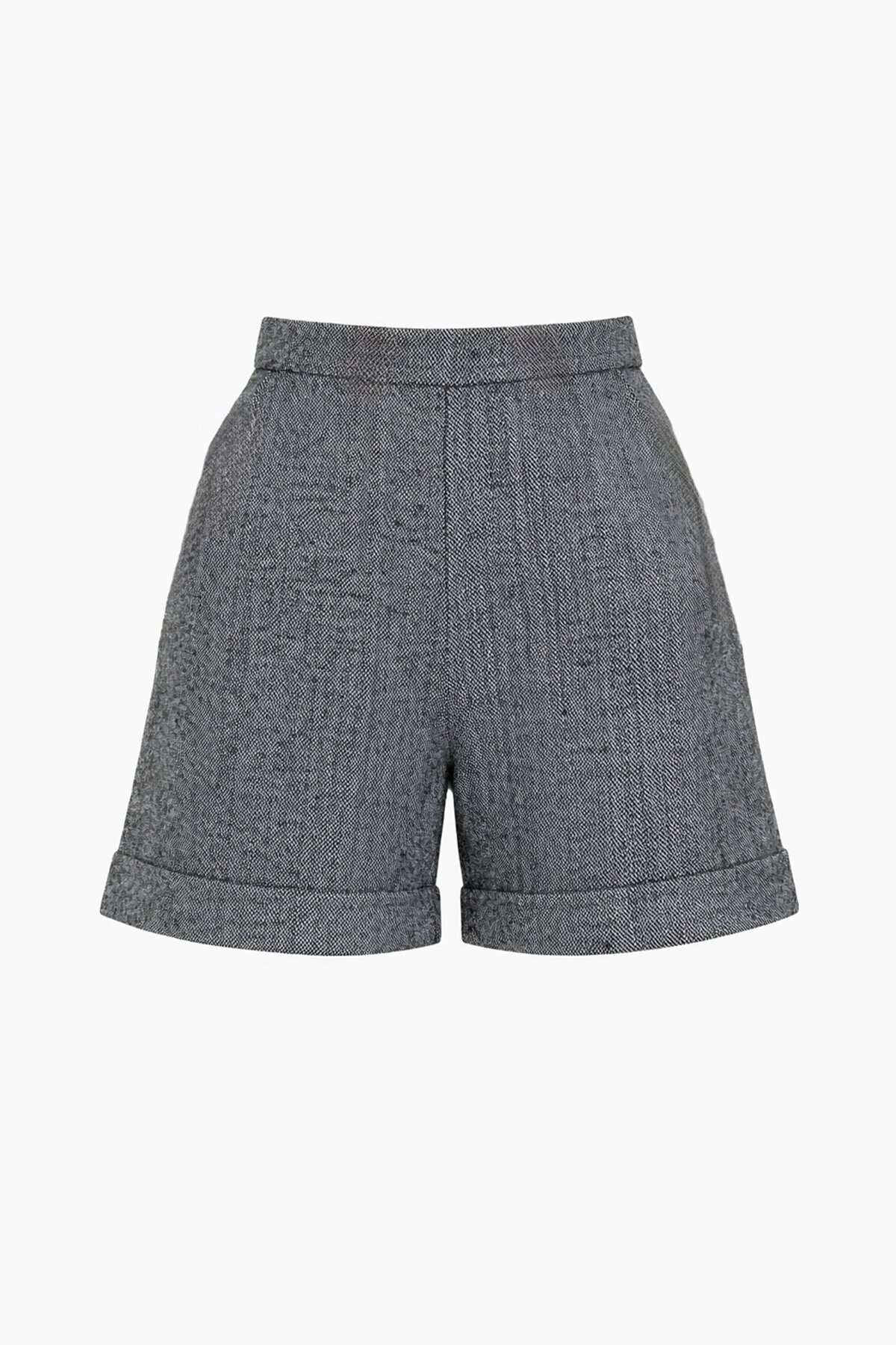 Antrasit Duble Paça Çift Cepli Kışlık Kaşe Şort