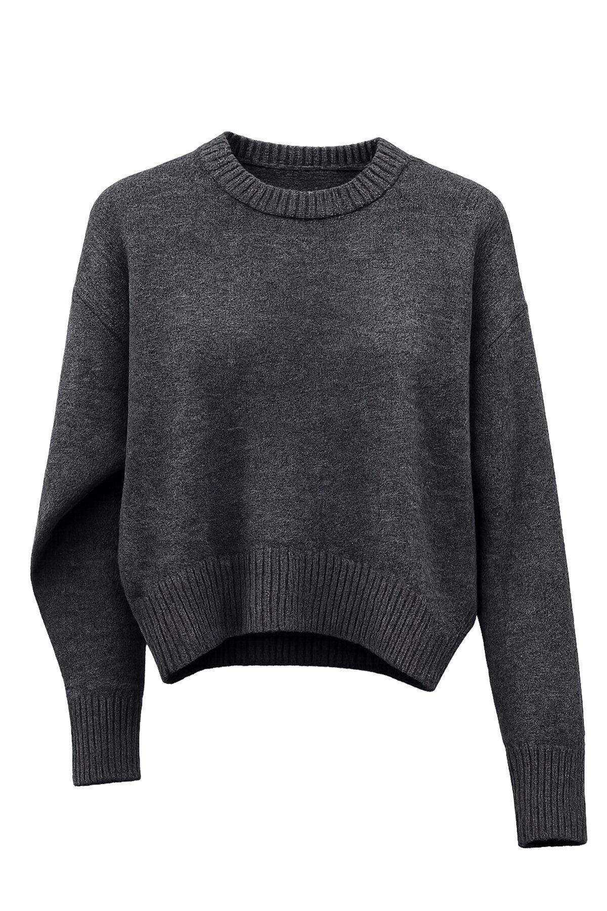 Antrasit Oversize Kısa Kazak