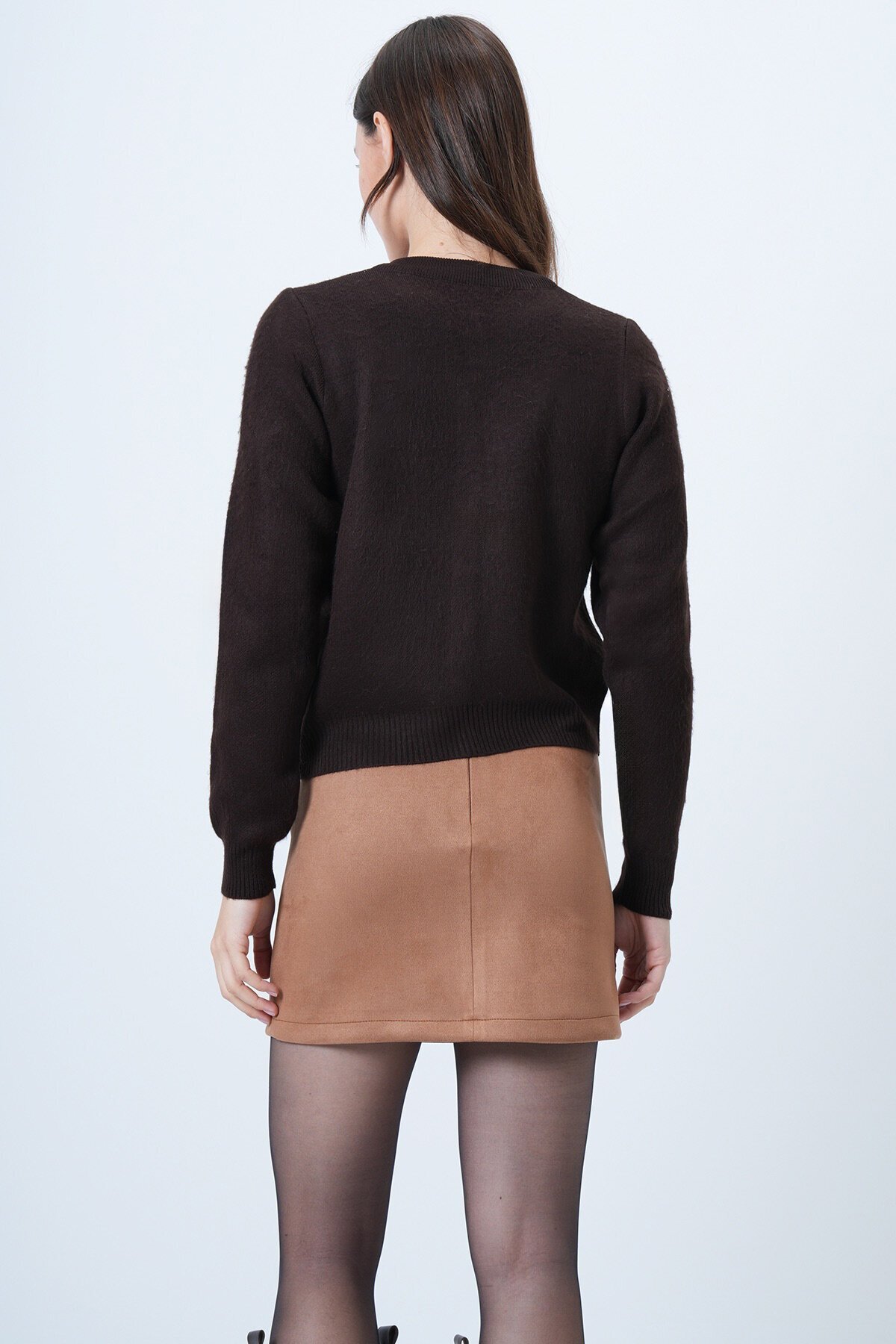 Baklava Desenli Düğmeli Triko Hırka