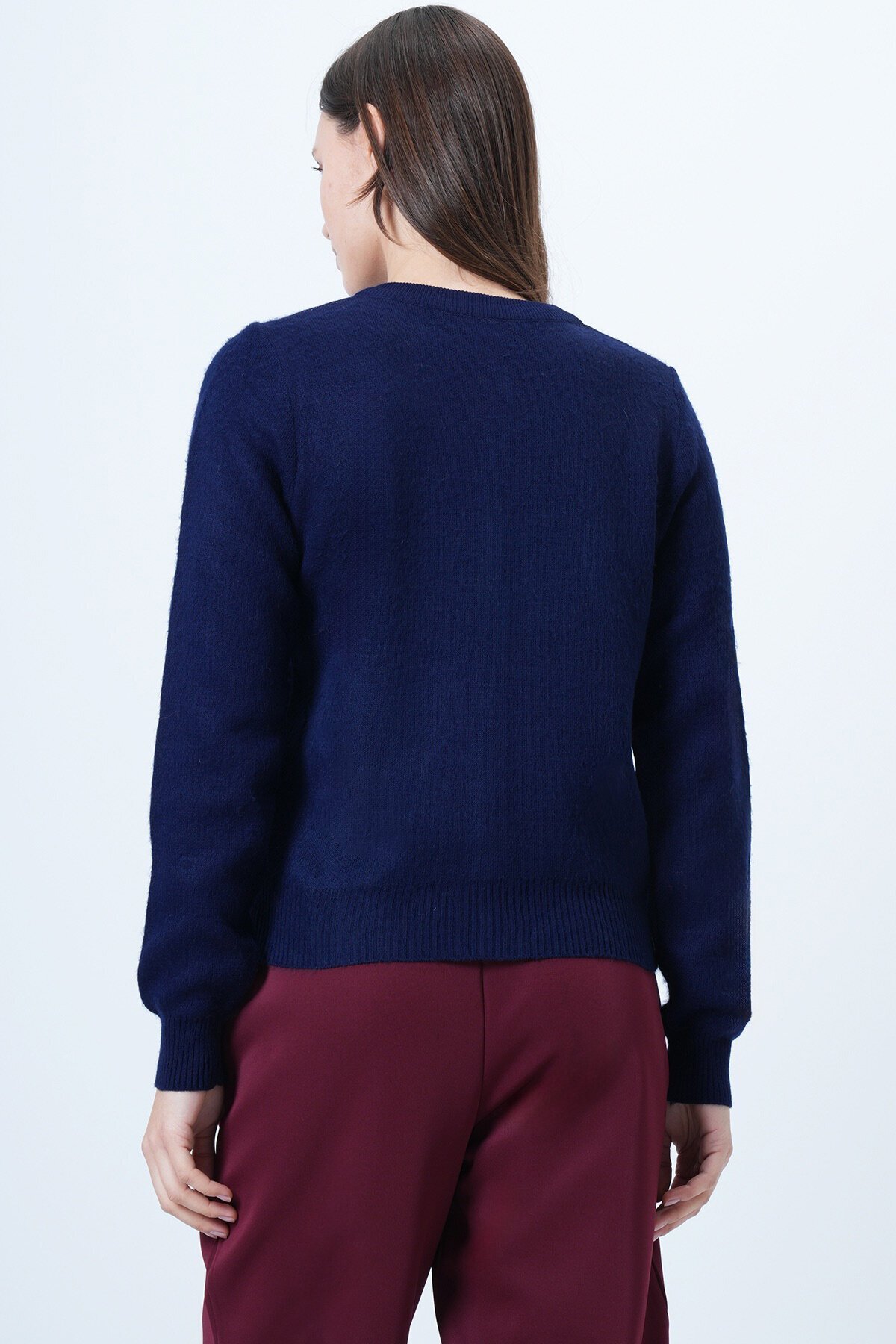 Baklava Desenli Düğmeli Triko Hırka