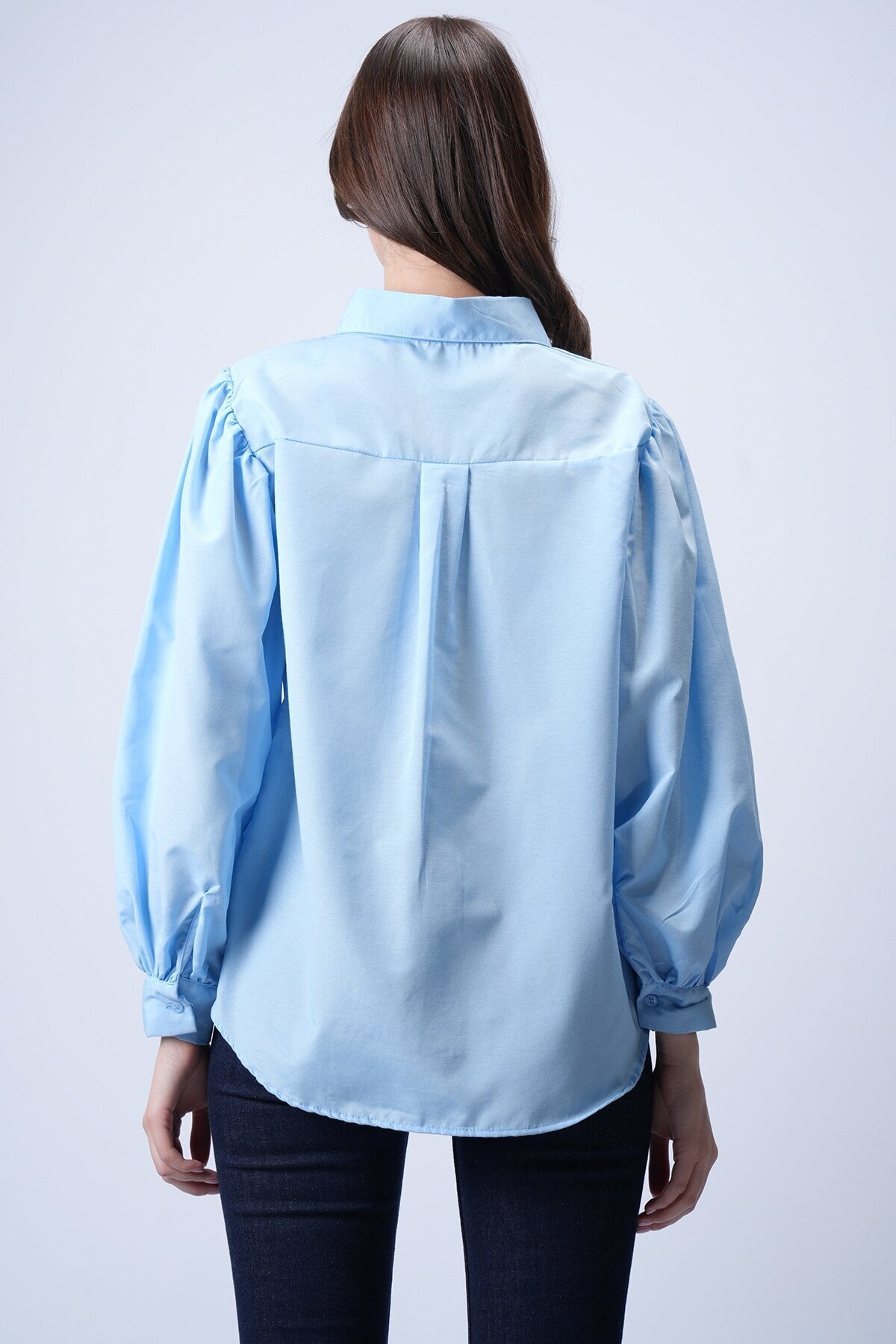 Bebe Mavi Balon Kol Gömlek