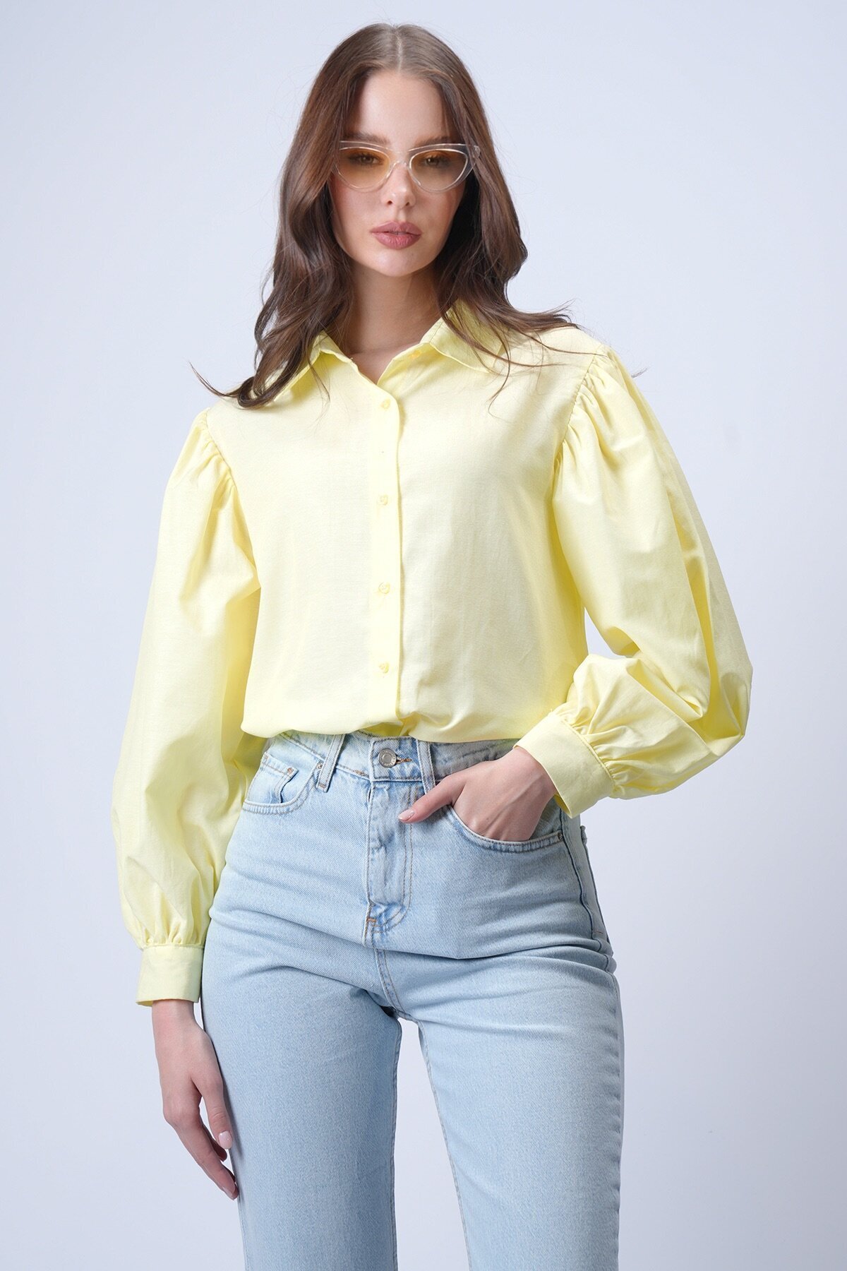Sarı Balon Kol Gömlek