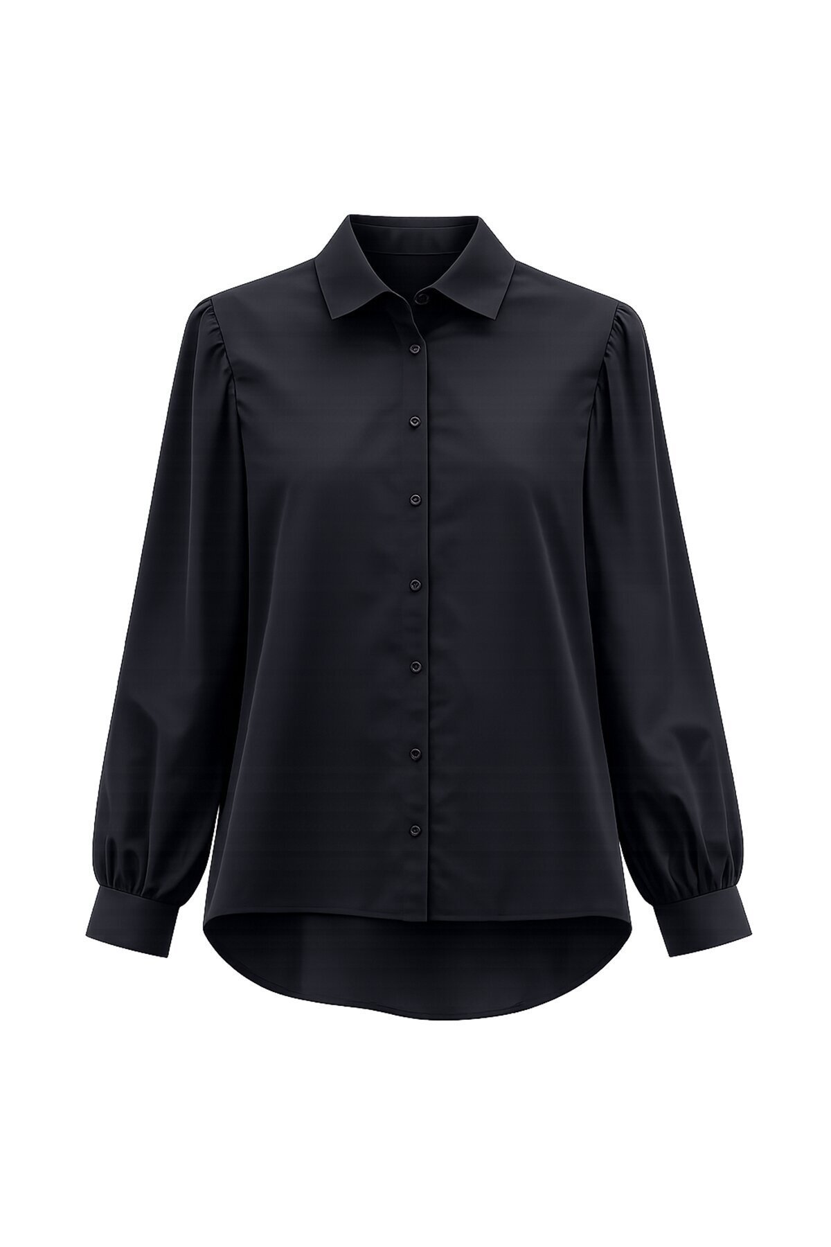 Siyah Balon Kol Gömlek