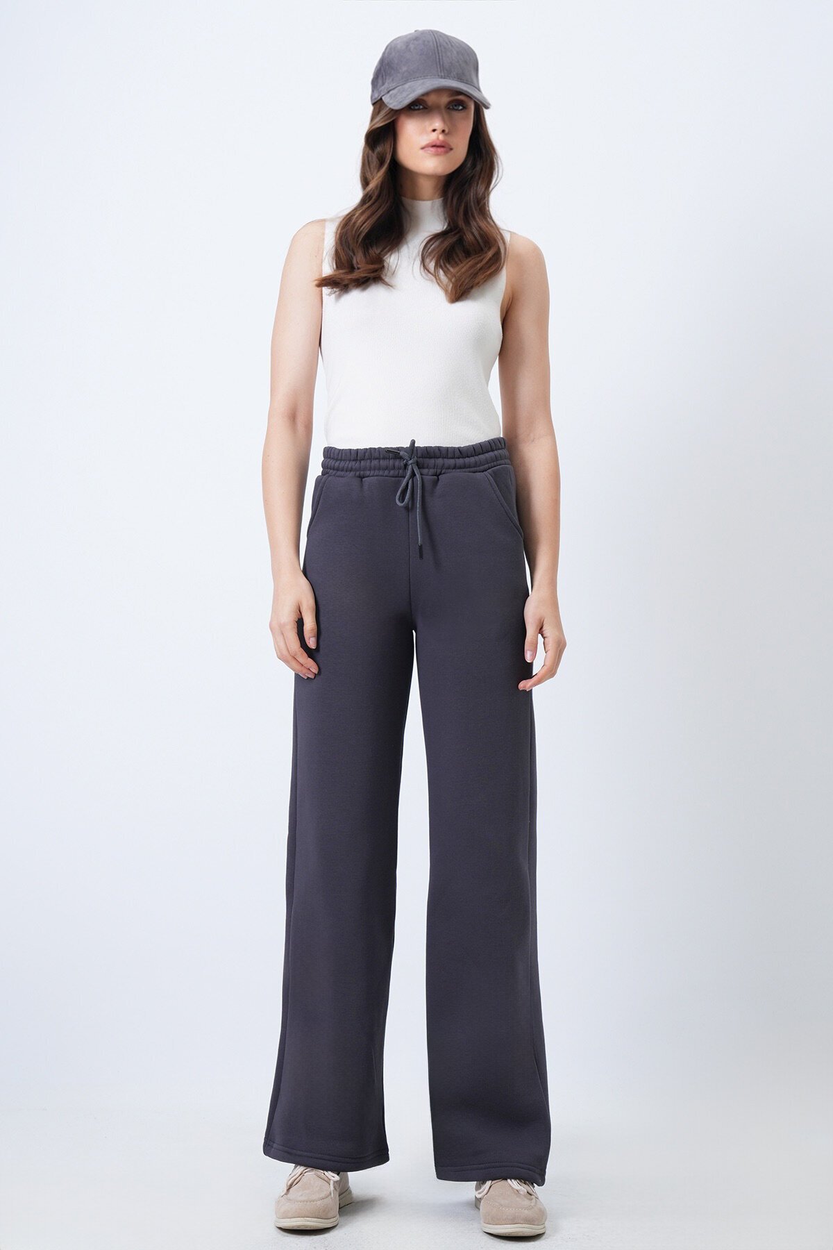 Beli Lastikli Çift Cepli 3 İplik Eşofman Altı