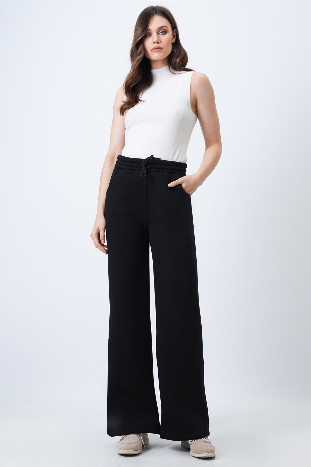 Beli Lastikli Çift Cepli 3 İplik Eşofman Altı