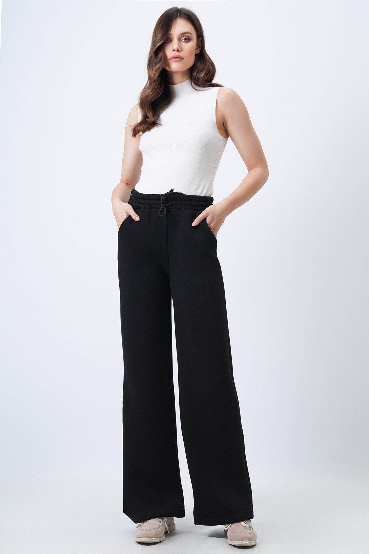 Beli Lastikli Çift Cepli 3 İplik Eşofman Altı