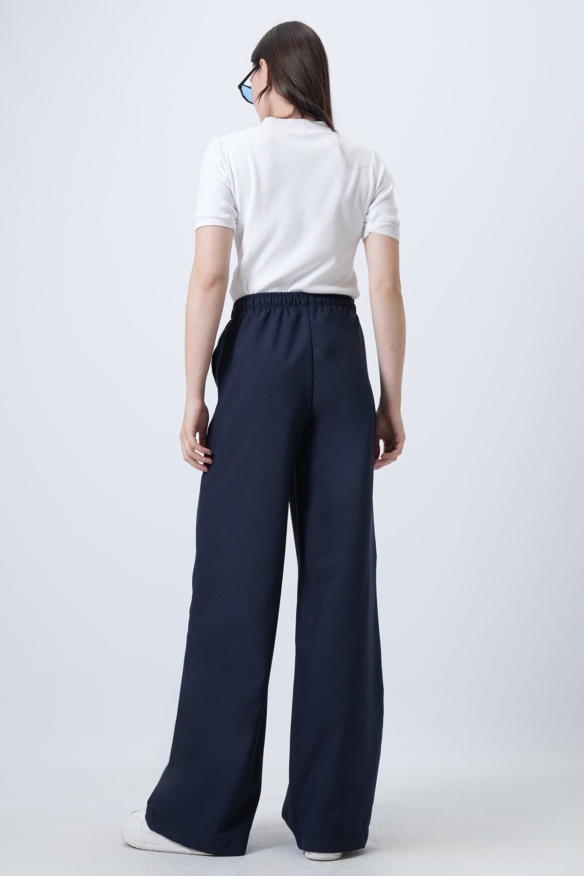 Beli Lastikli Çift Cepli Palazzo Pantolon