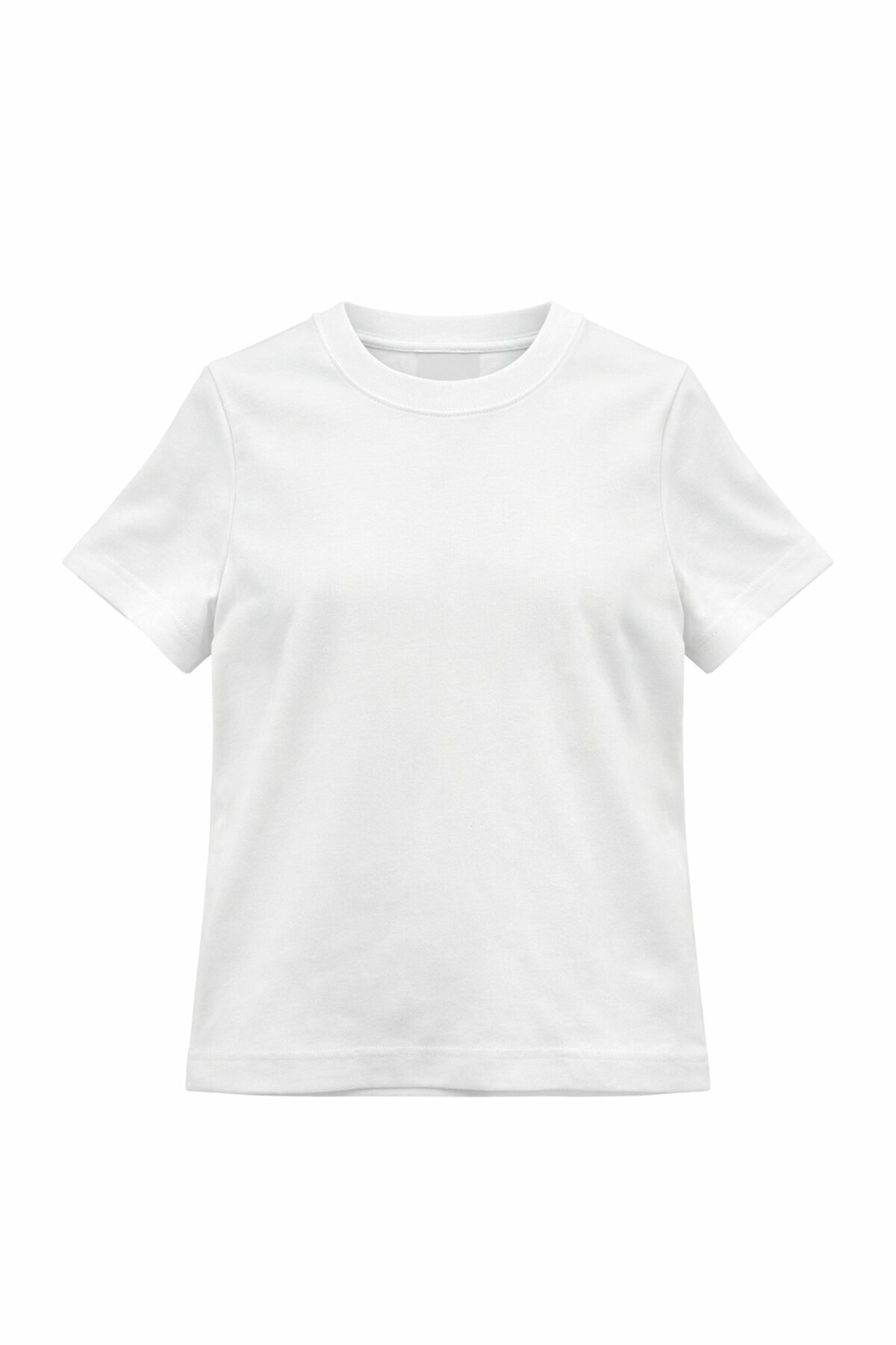 Beyaz Likralı Kısa T-Shirt