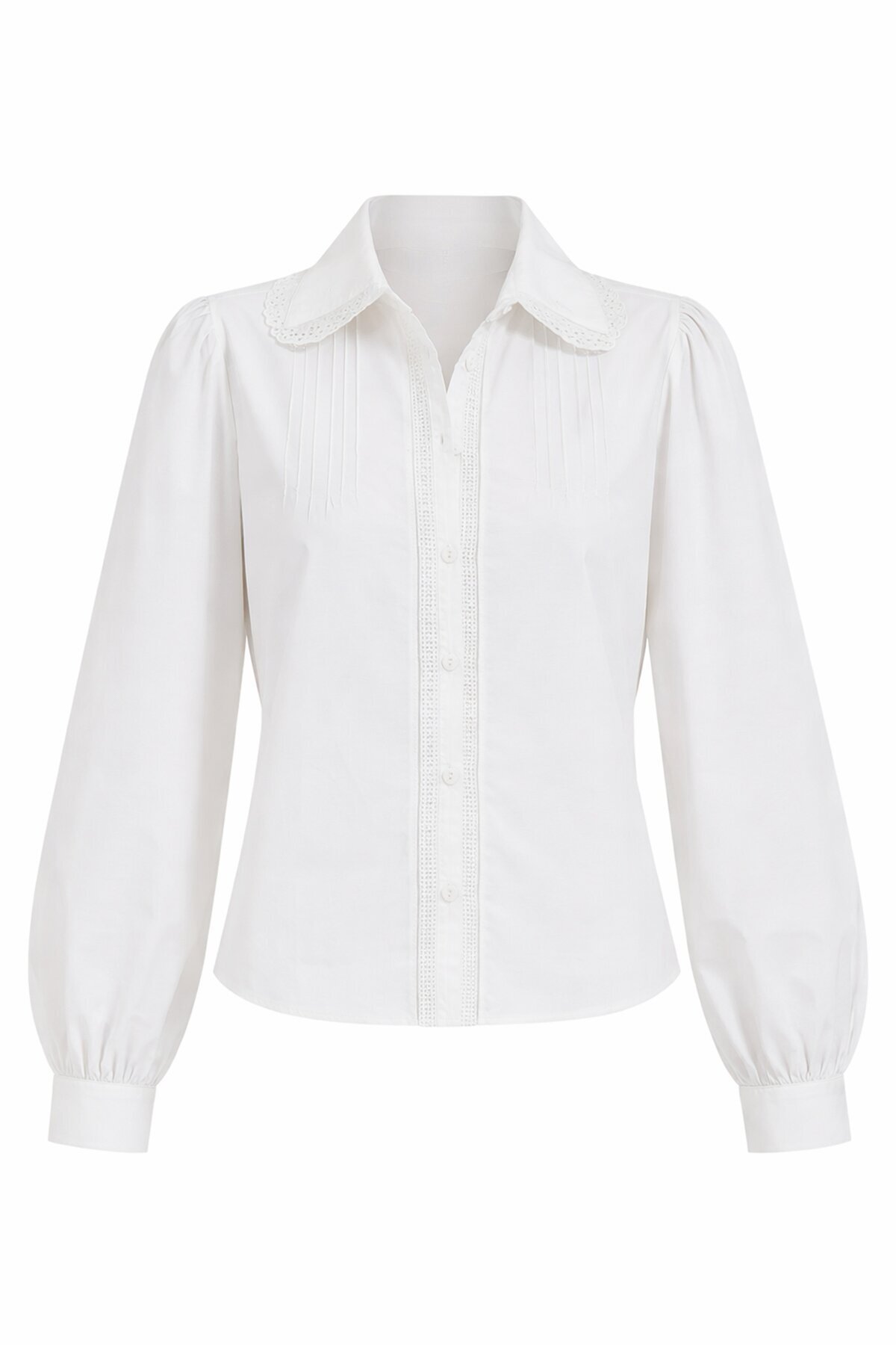 Beyaz Yakası Fisto Nervürlü Pamuklu Dokuma Gömlek Esq7628