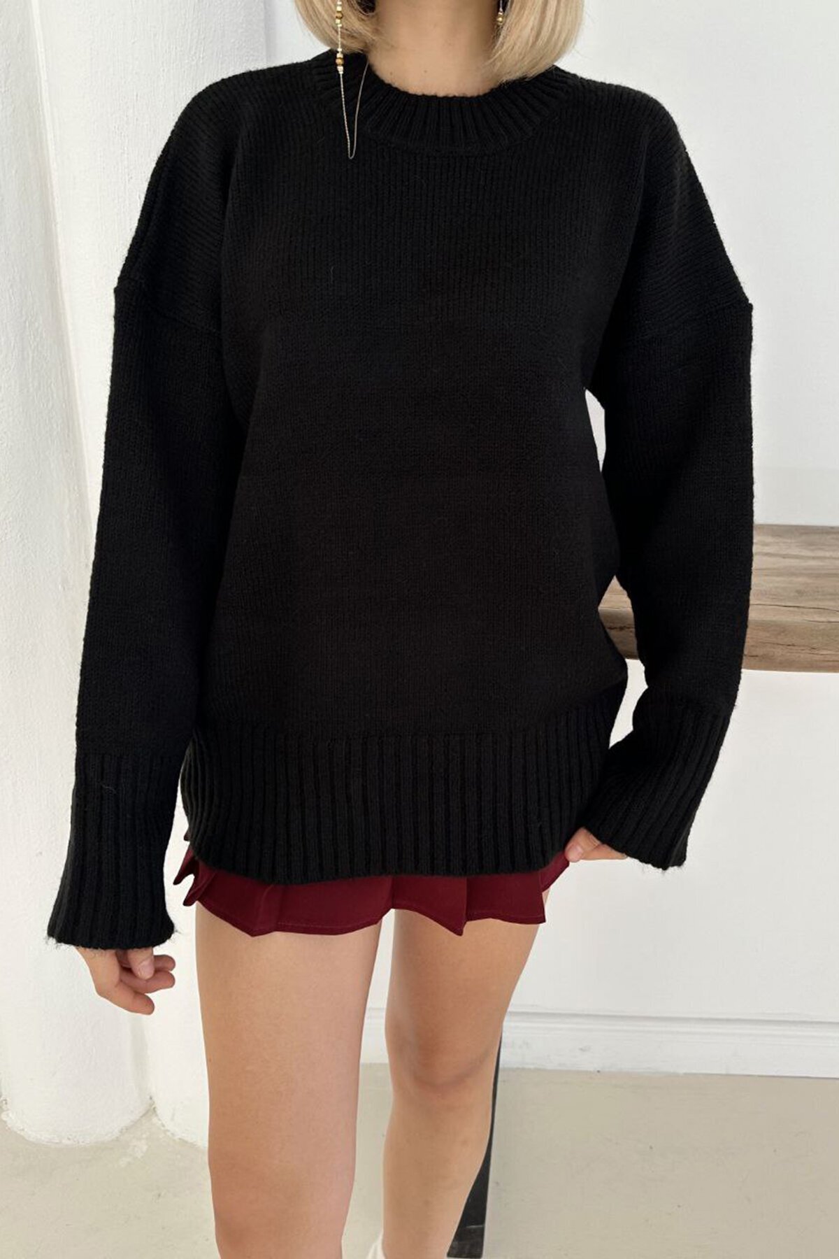 Bisiklet Yaka Basic Triko Kazak