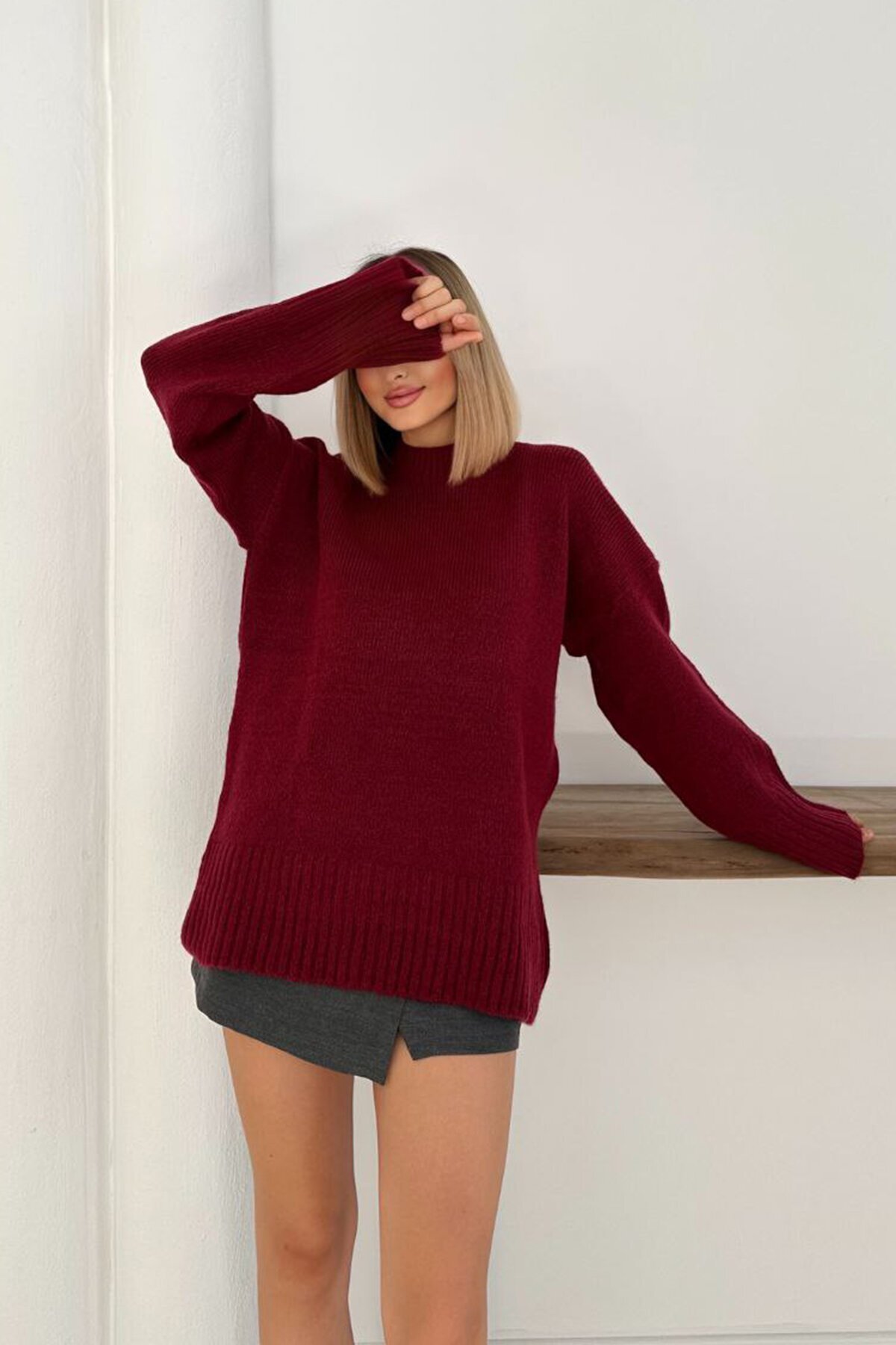 Bisiklet Yaka Basic Triko Kazak