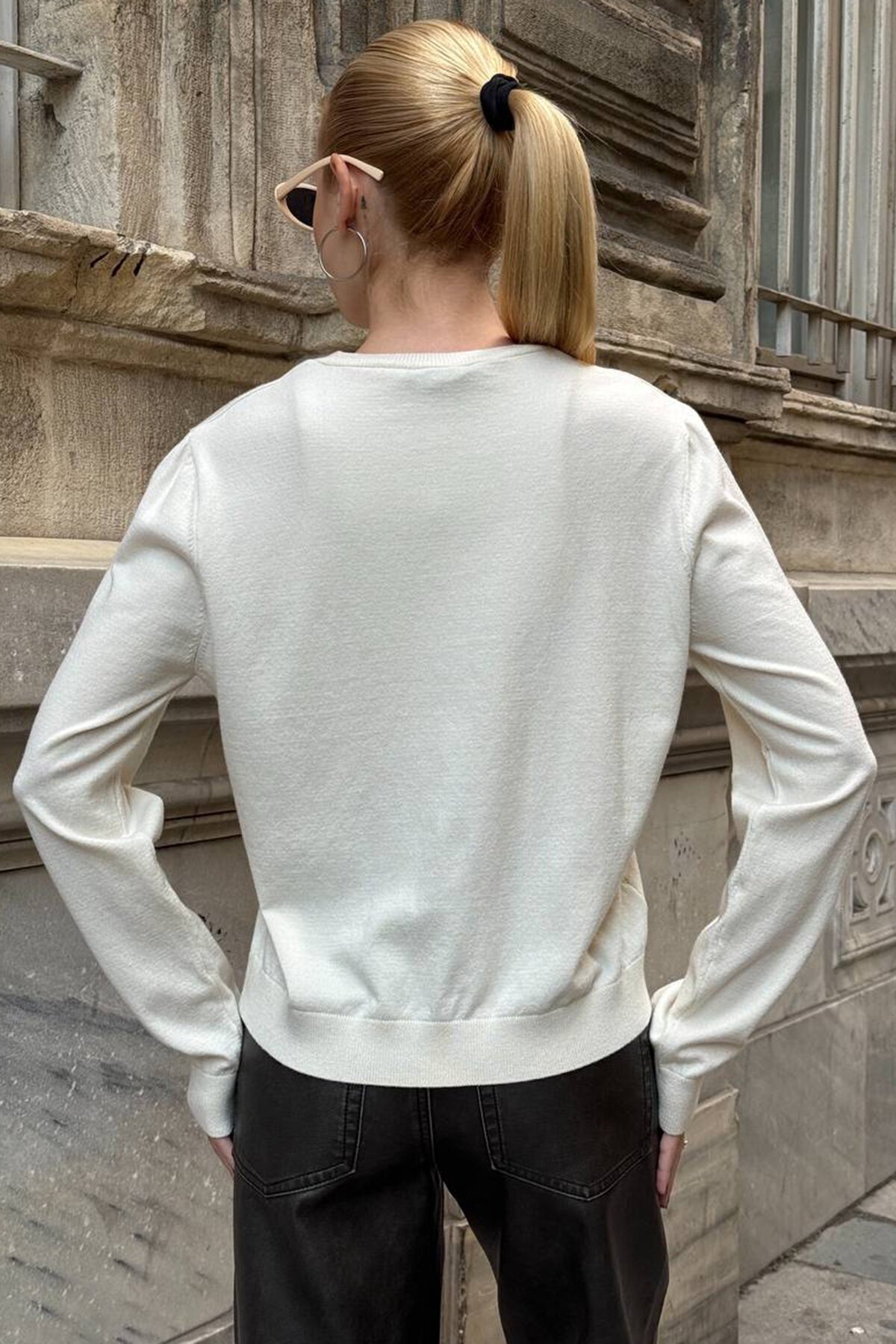 Bisiklet Yaka Düğmeli Triko Hırka