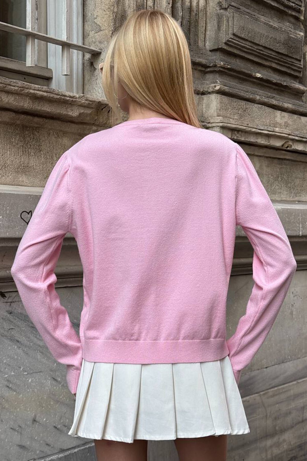 Bisiklet Yaka Düğmeli Triko Hırka