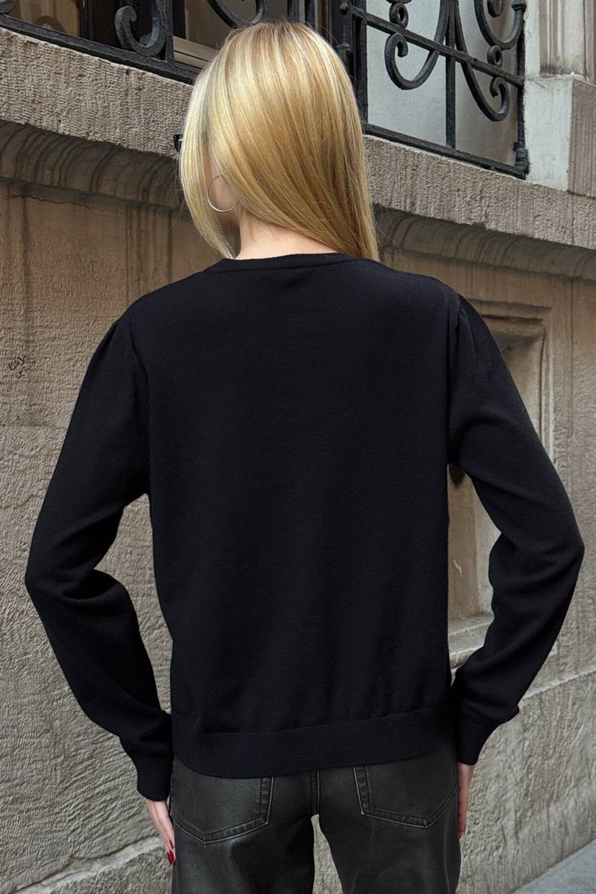 Bisiklet Yaka Düğmeli Triko Hırka