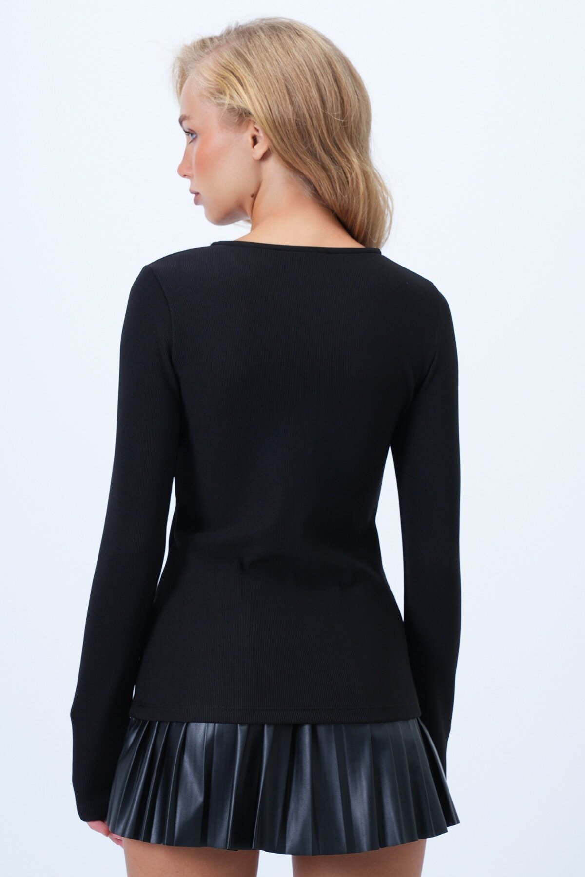 Bisiklet Yaka Gold Düğmeli Ottoban Bluz