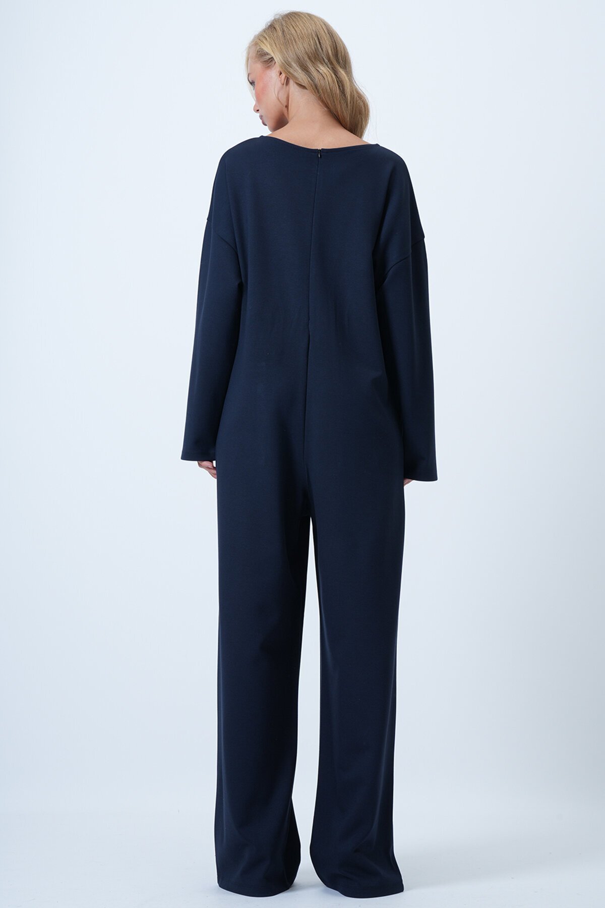 Bisiklet Yaka Sırtı Fermuarlı Rahat Kesim Tulum