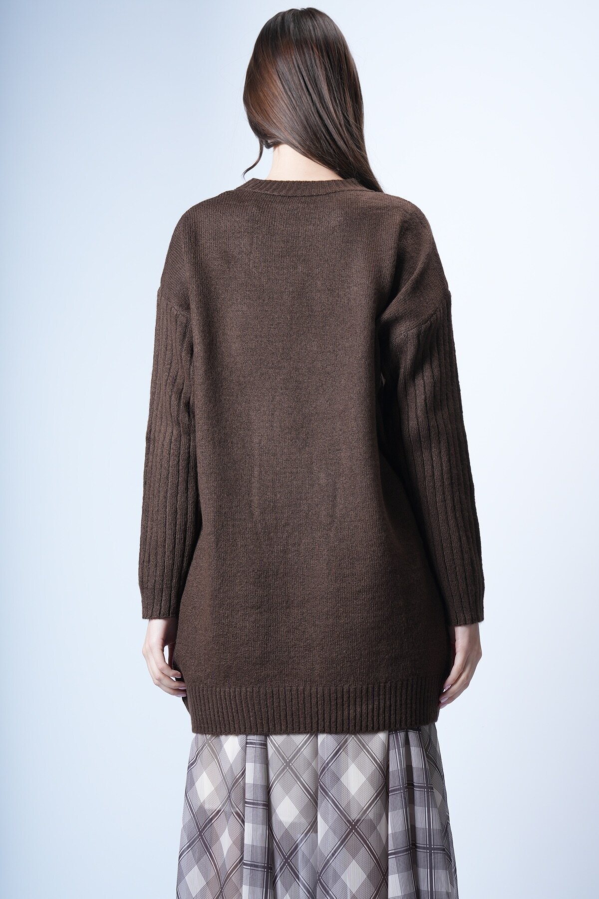 Kahverengi Bisiklet Yaka Triko Kazak