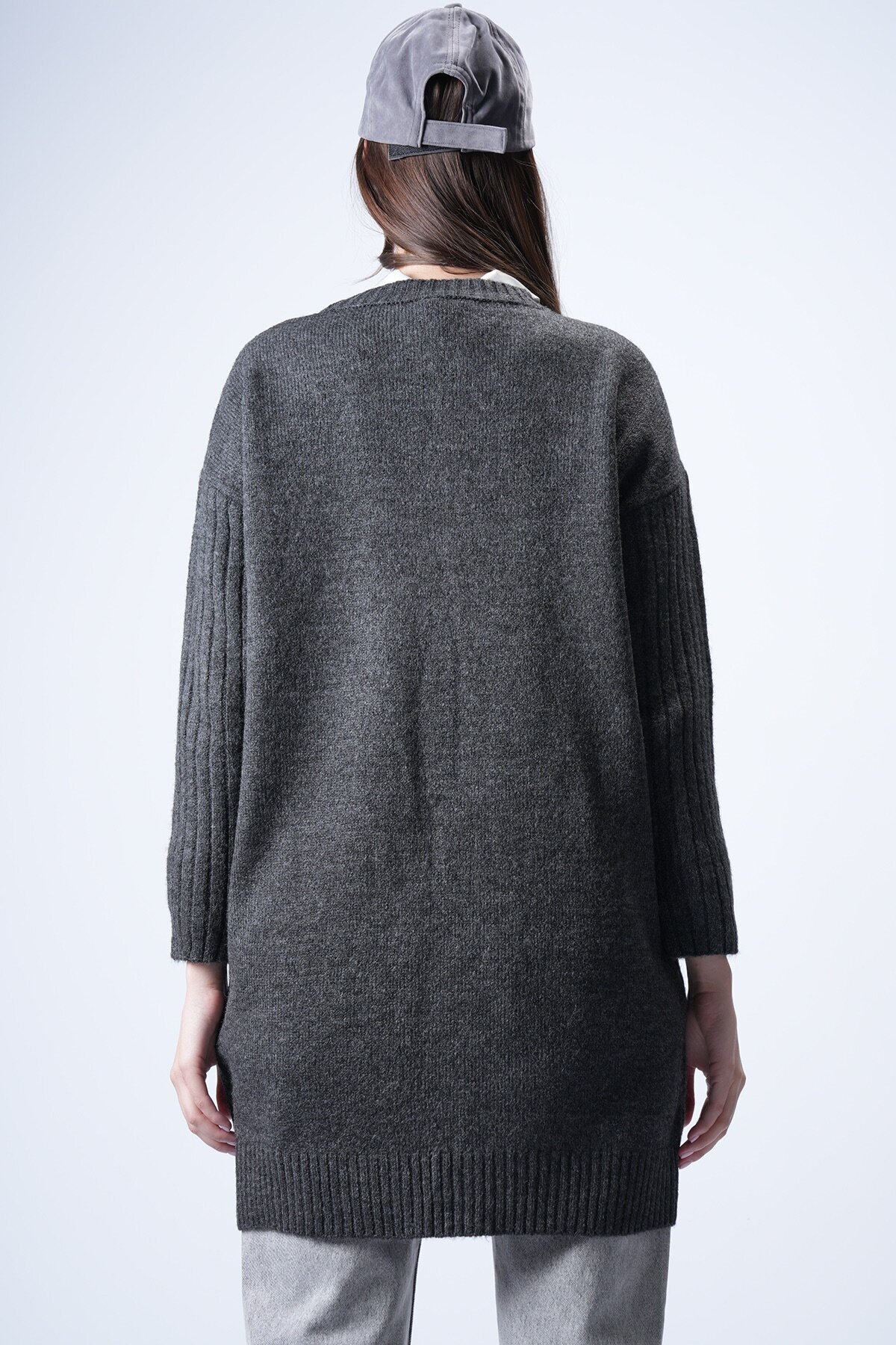 Antrasit Bisiklet Yaka Triko Kazak