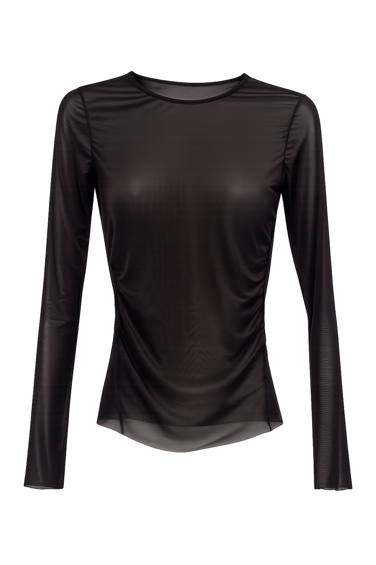 Kahverengi Bisiklet Yaka Tül Bluz