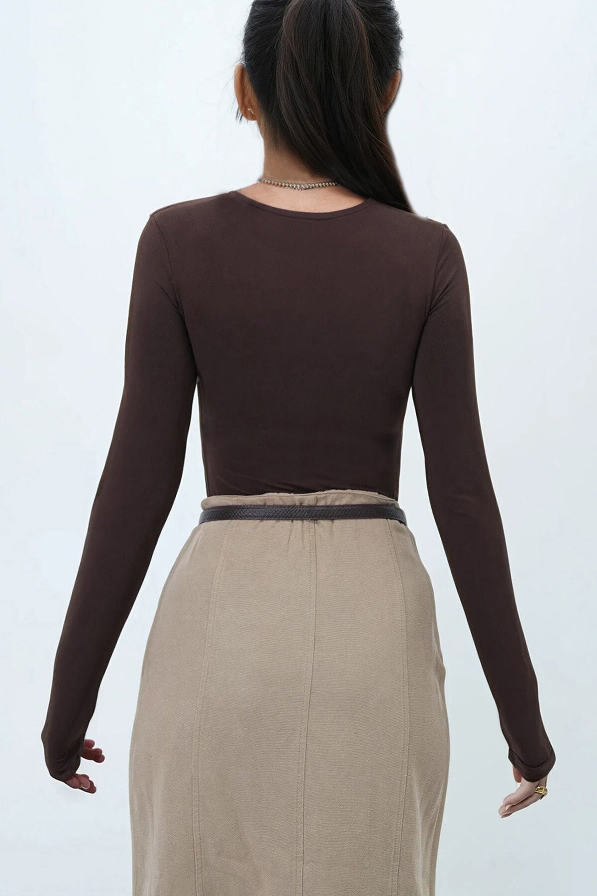 Bisiklet Yaka Tulumlu Alttan Çıtçıtlı Bluz