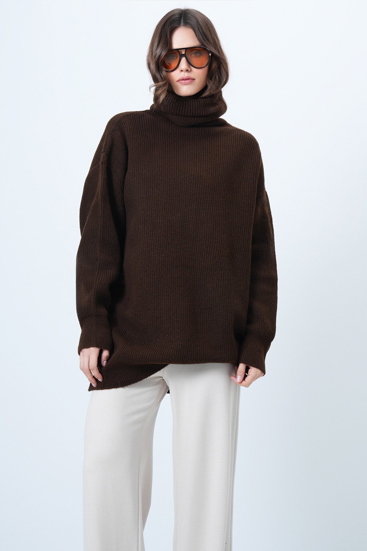 Boğazlı Fitilli Triko Kazak