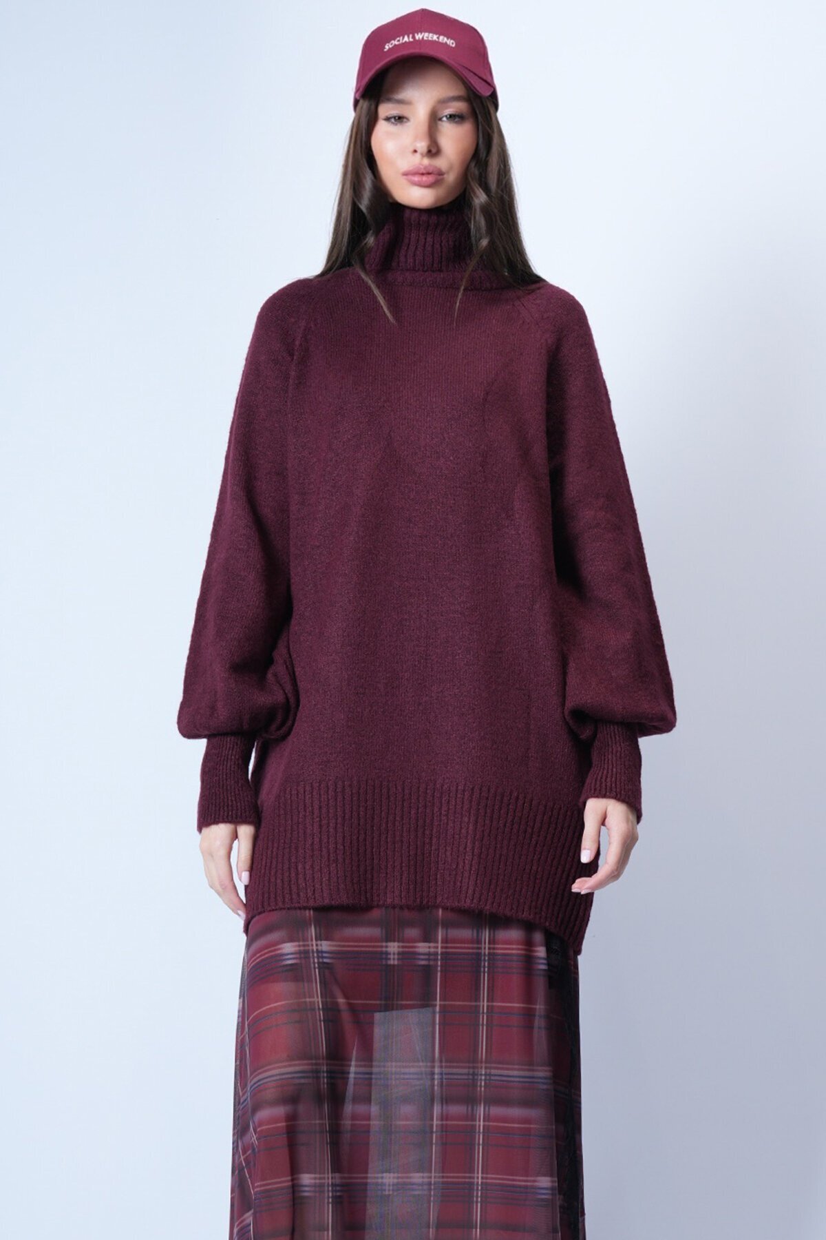 Bordo Oversize Triko Kazak