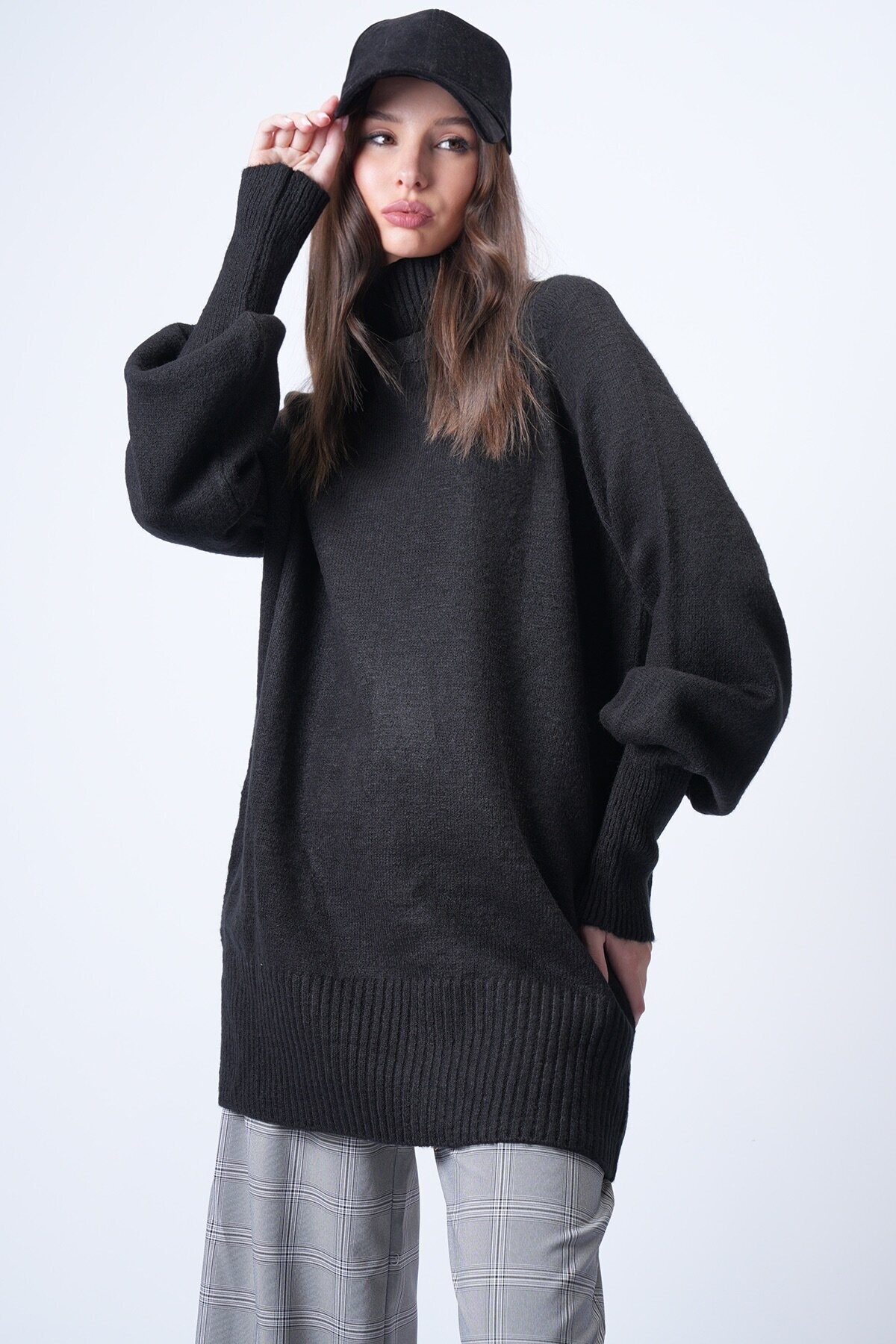 Siyah Oversize Triko Kazak