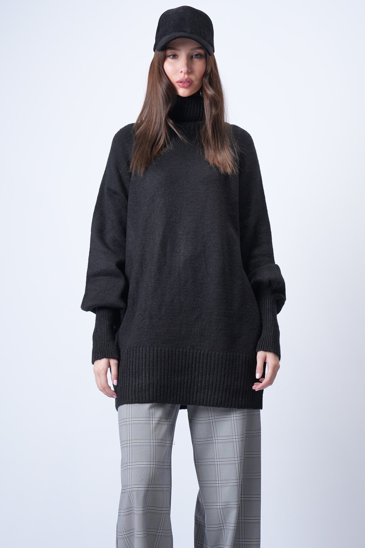 Siyah Oversize Triko Kazak