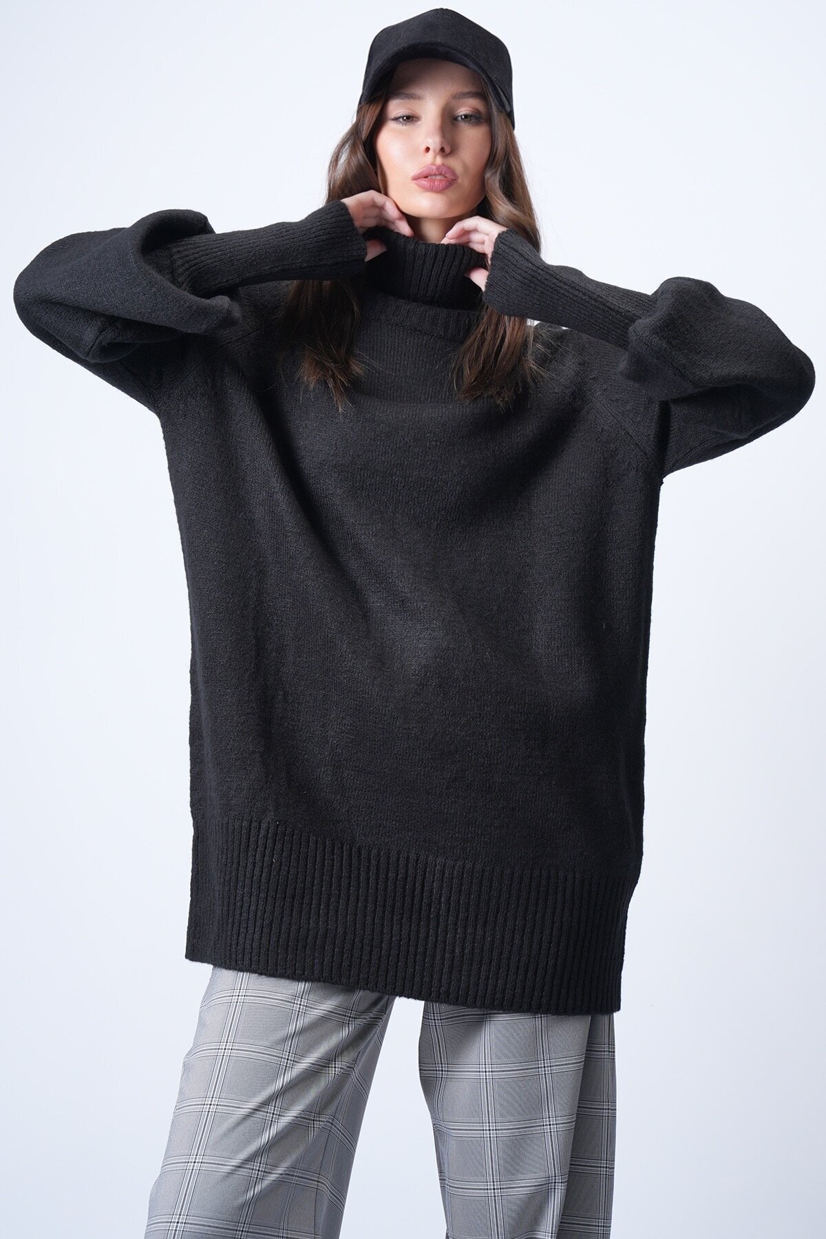 Siyah Oversize Triko Kazak