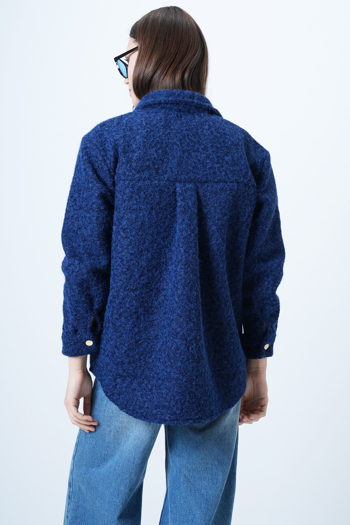 Buklet Dokulu Oversize Gömlek Ceket