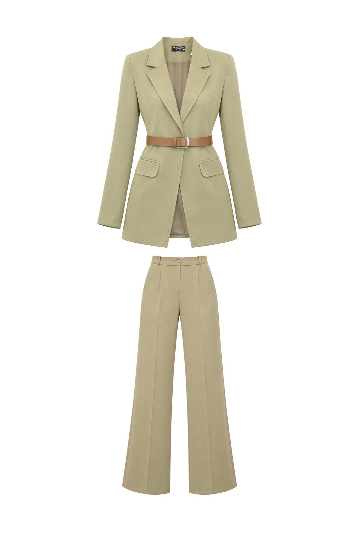 Çağla Yeşili Blazer Ceket Palazzo Takım