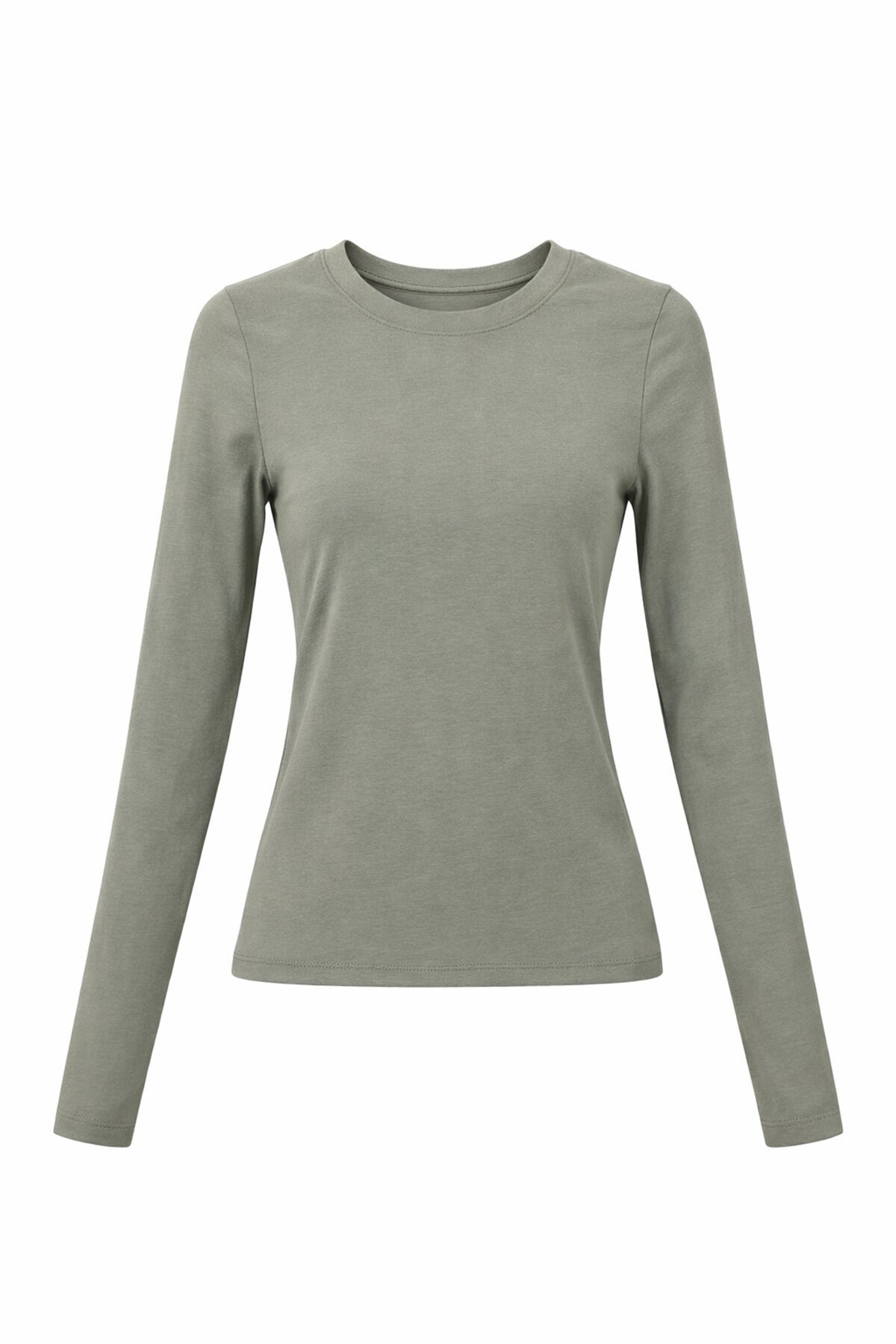 Çağla Yeşili Likralı Uzun Kollu Bluz