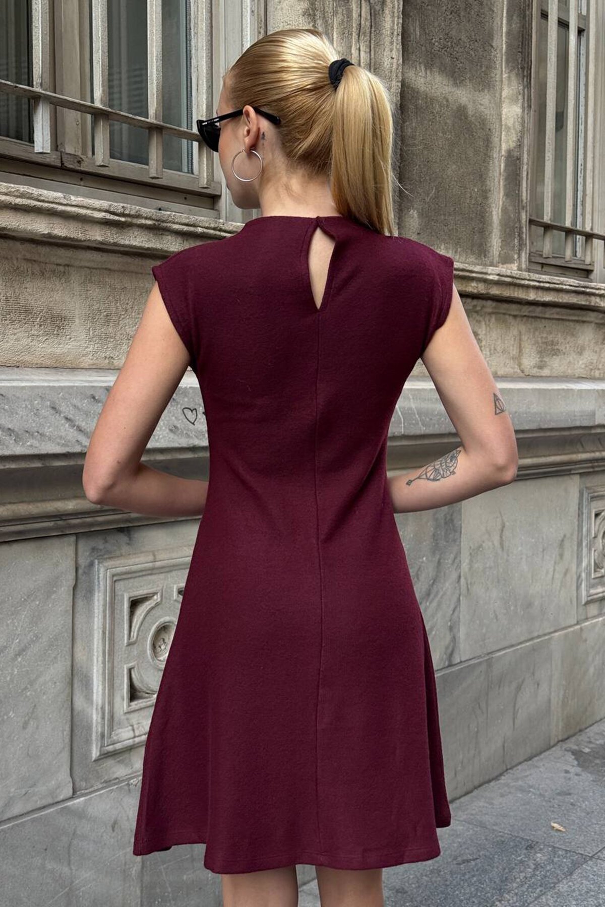 Cep Detaylı Kolsuz Mini Triko Elbise