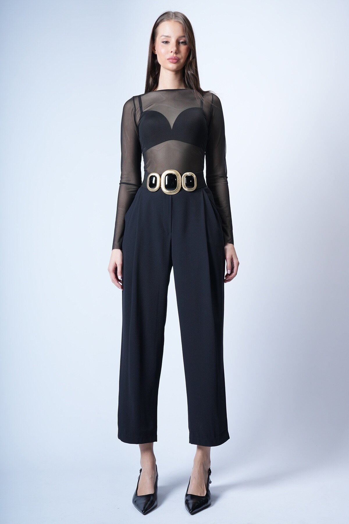 Siyah Cepli Palazzo Pantolon