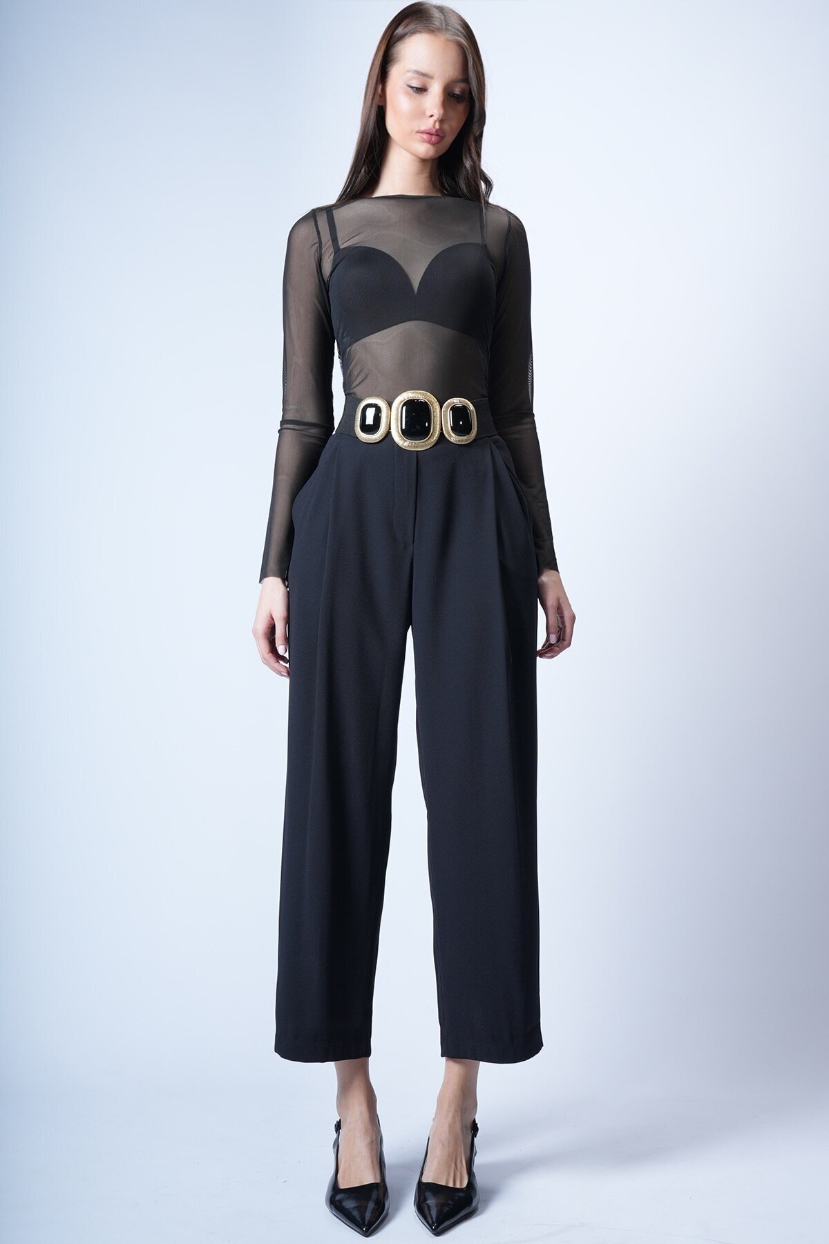 Siyah Cepli Palazzo Pantolon