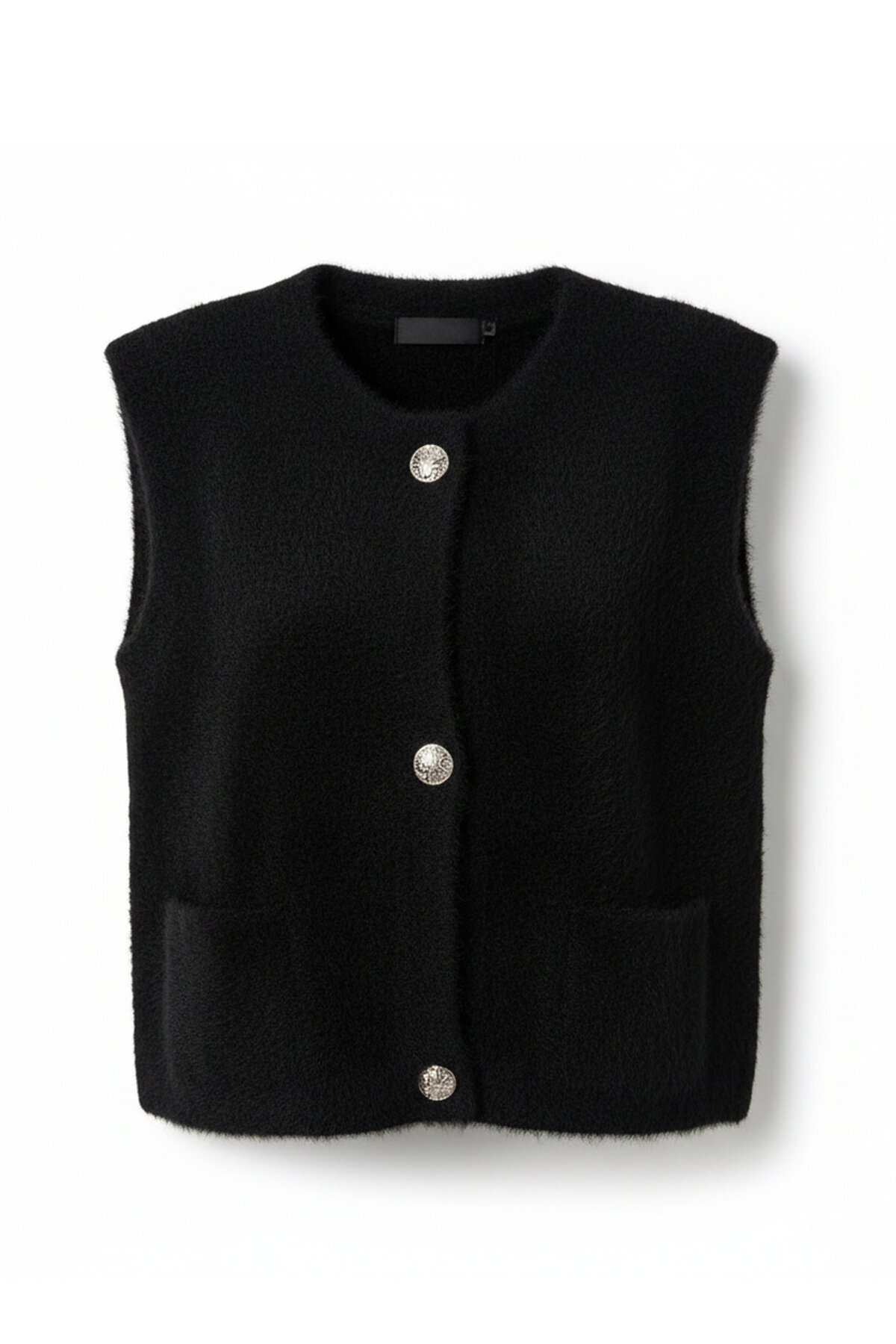 Çift Cepli Gold Düğmeli Yumoş Yelek