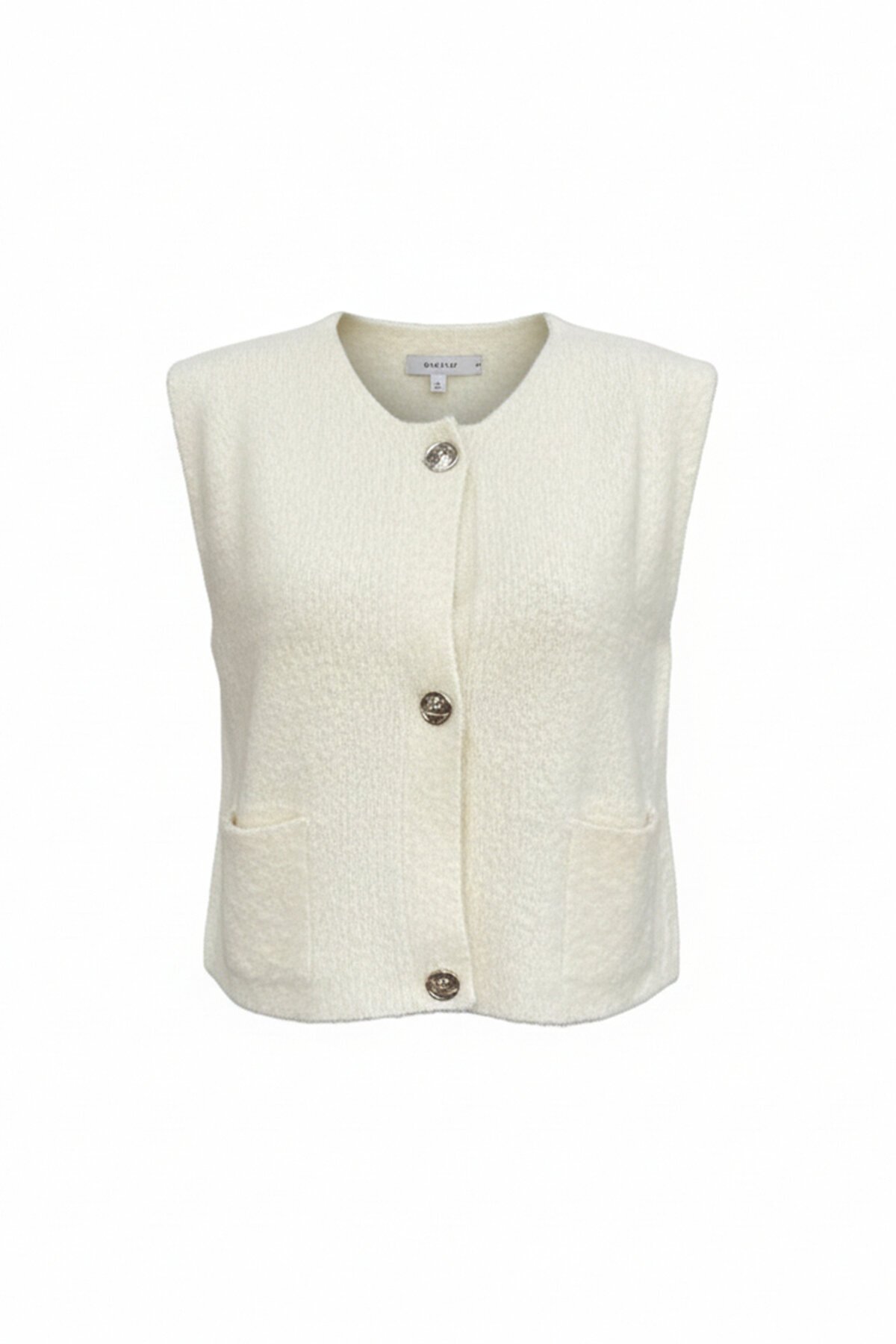 Çift Cepli Gold Düğmeli Yumoş Yelek