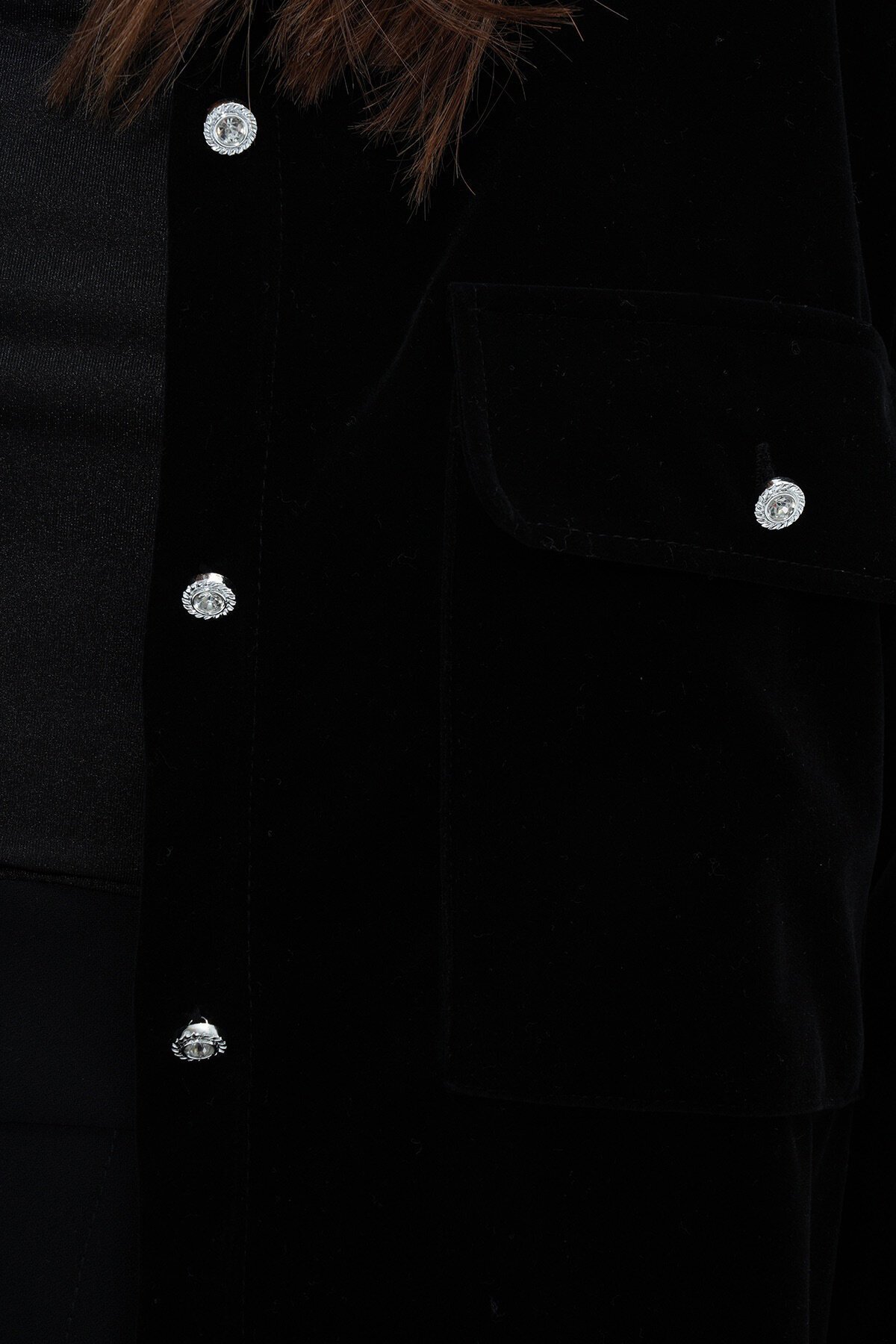 Çift Cepli Oversize Kadife Gömlek