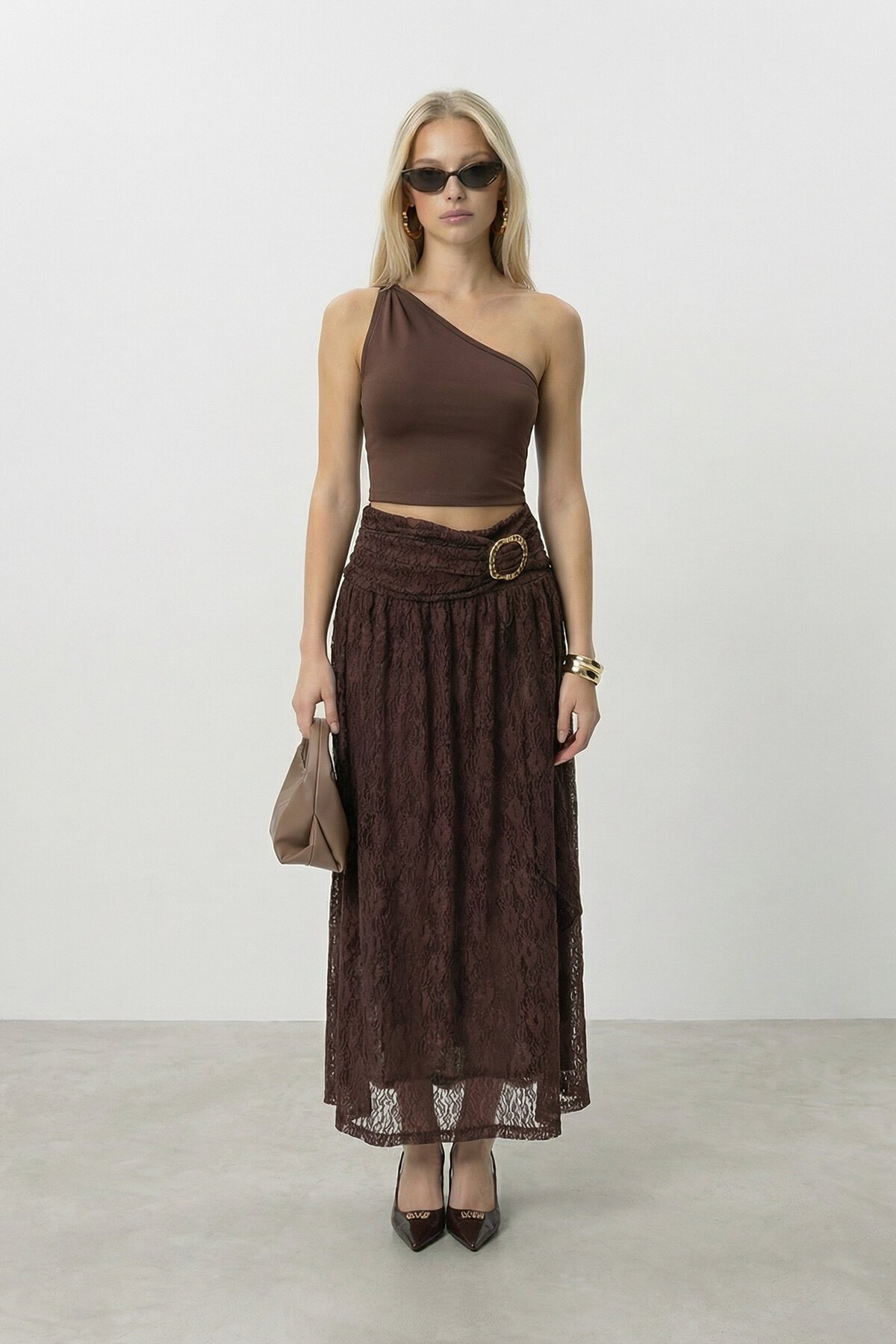 Dantel Detaylı Midi Boy Etek